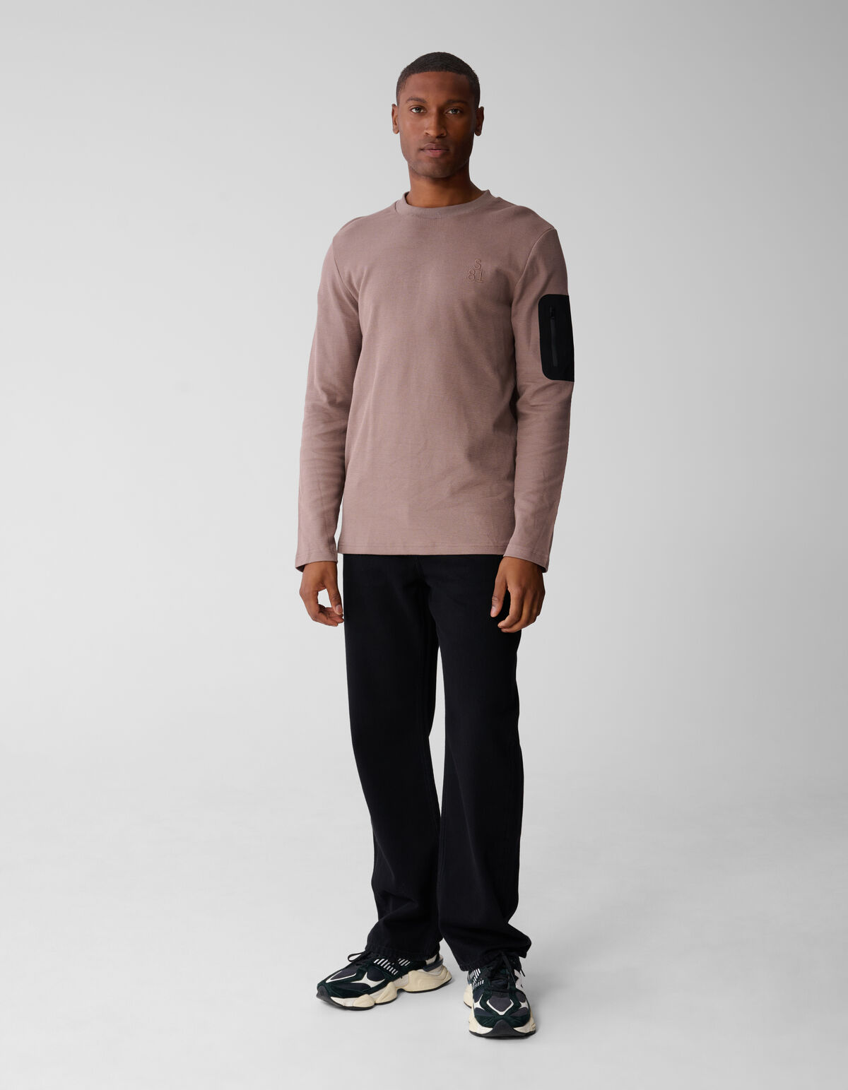 Structuur Pocket T-shirt Lichtbruin SHOEBY MEN