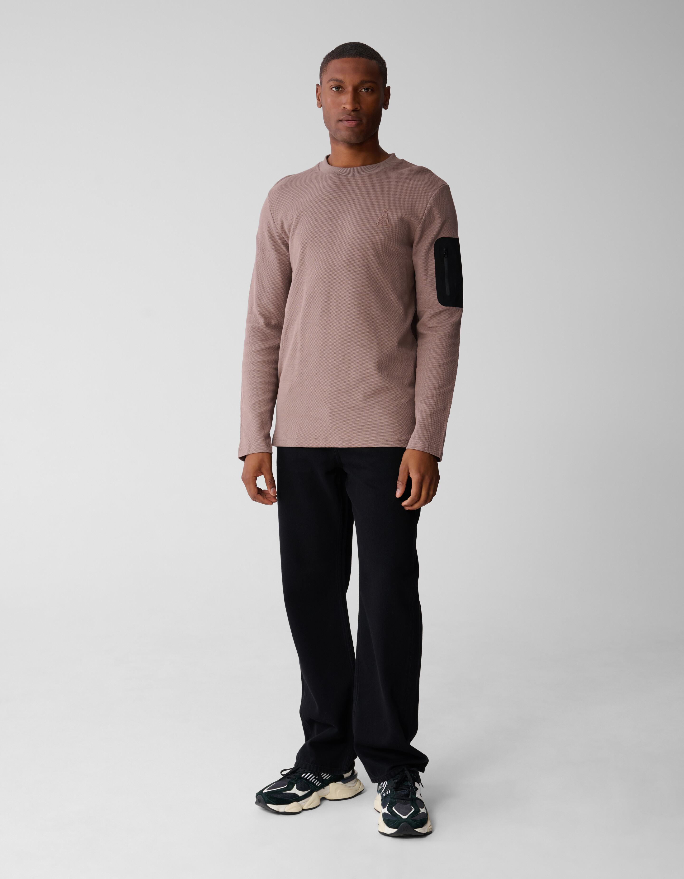 Structuur Pocket T-shirt Lichtbruin SHOEBY MEN