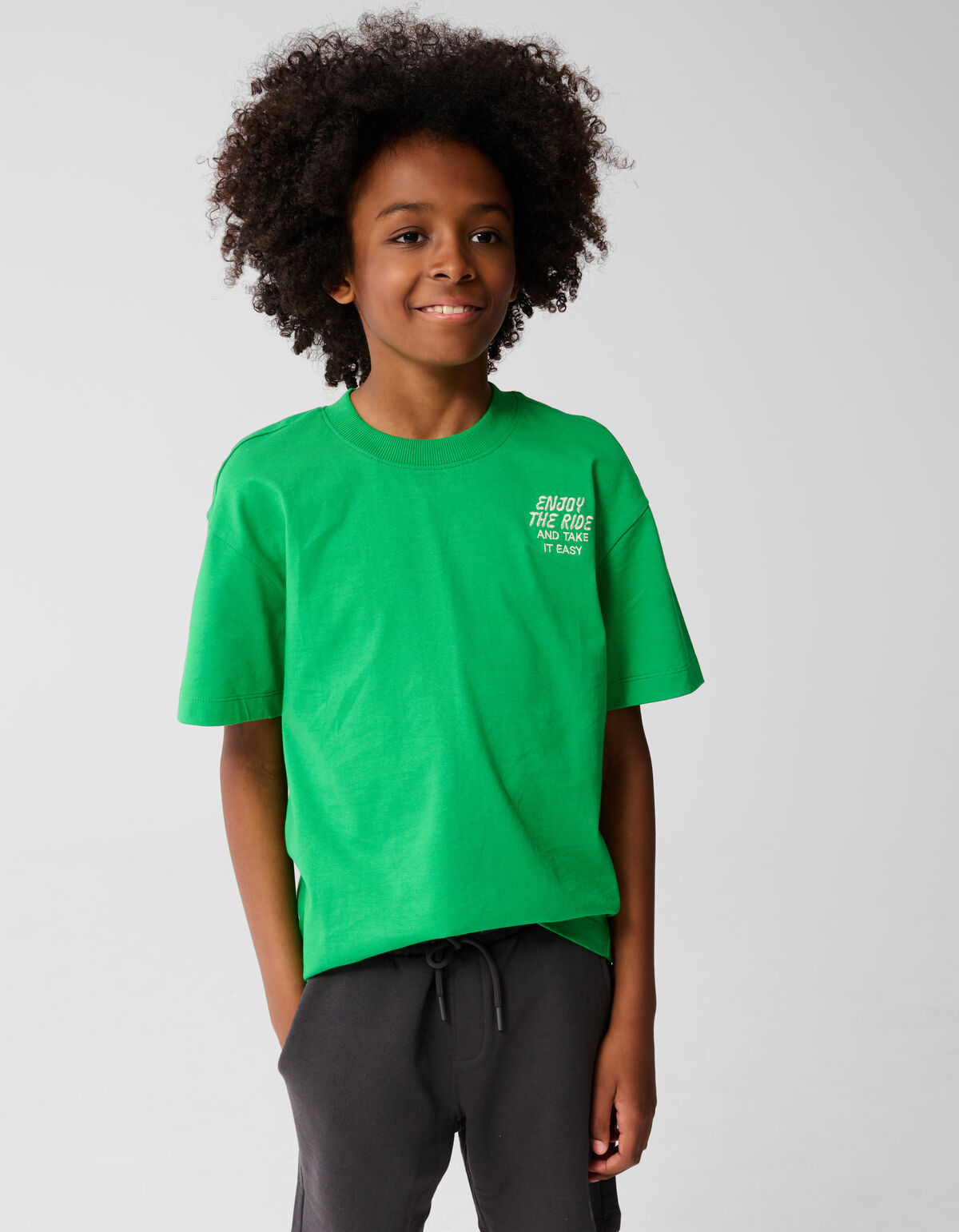 Tekst T-shirt Groen SHOEBY BOYS