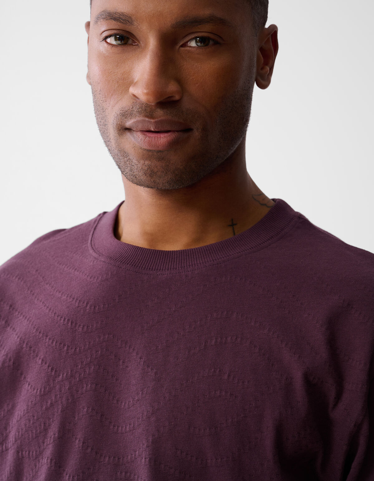 Jacquard T-shirt Donkerrood SHOEBY MEN