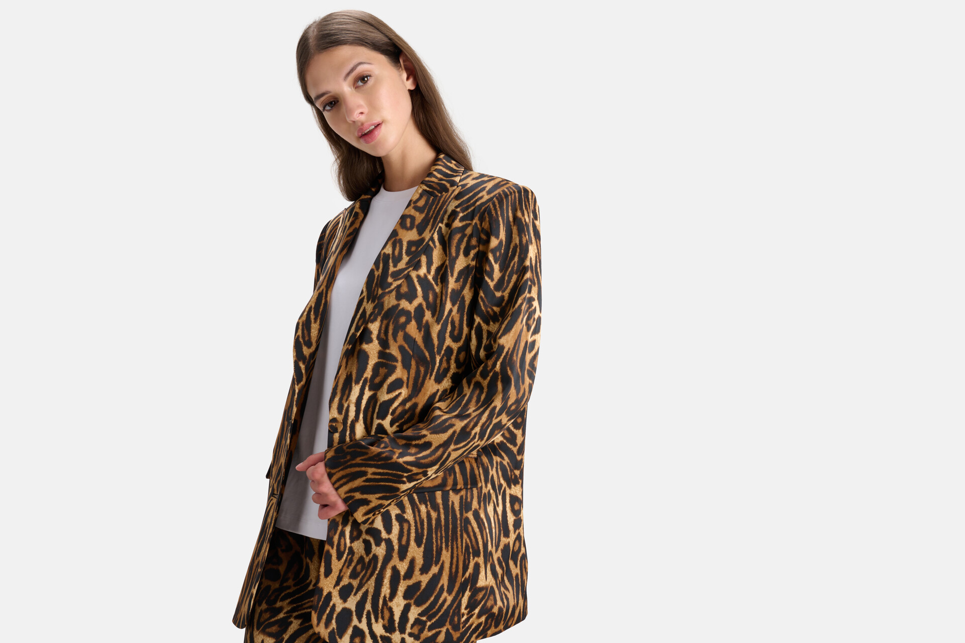 Leopard Satin Blazer SHOEBY WOMEN