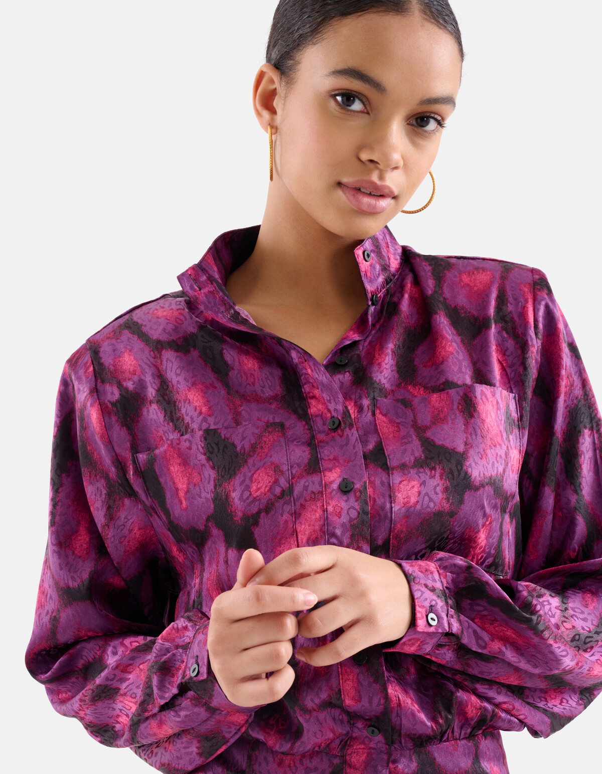 Shoulder Padding Satin Jurk EKSEPT