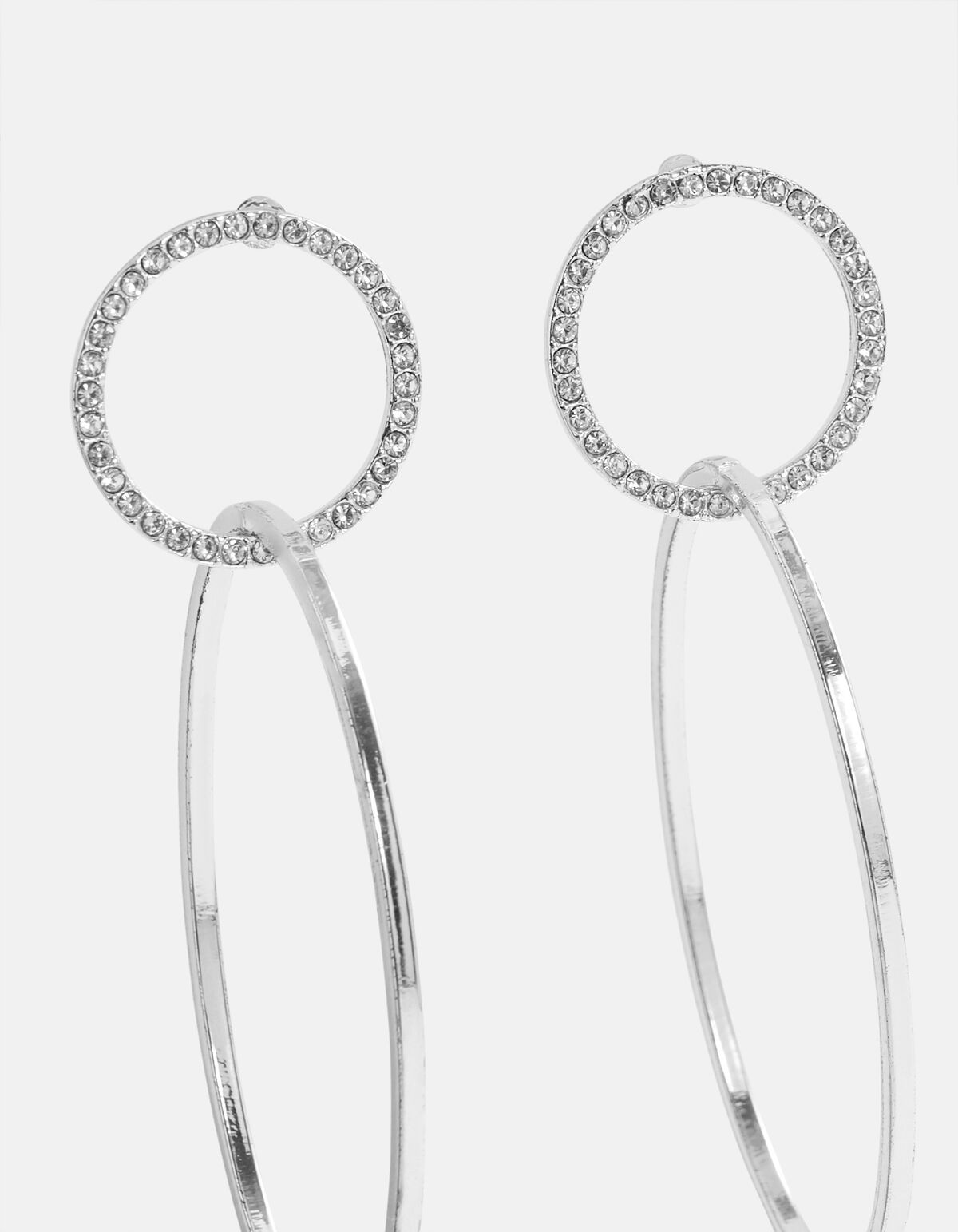 Strass Oval Oorbellen Zilver SHOEBY ACCESSOIRES