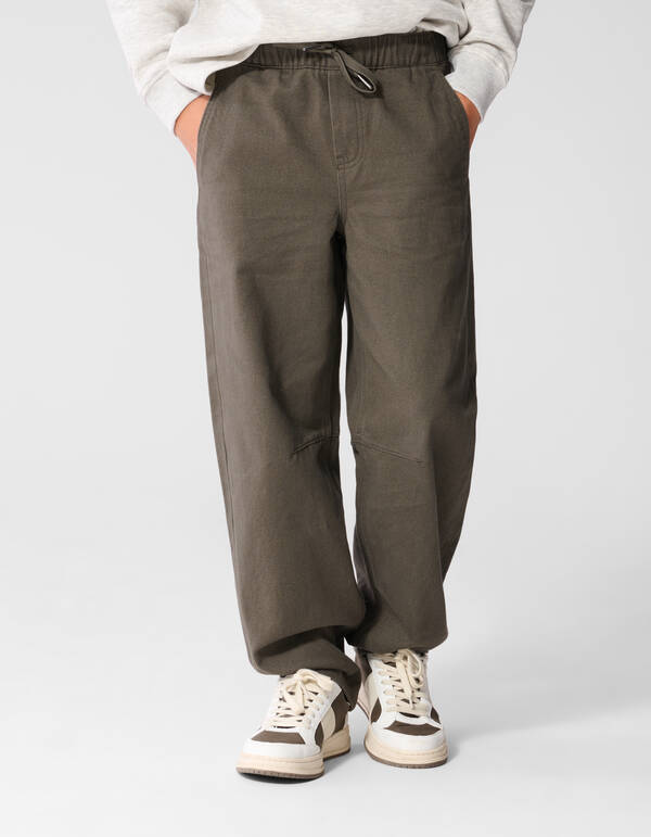 Twill Barrel Fit Broek Donkergroen SHOEBY BOYS