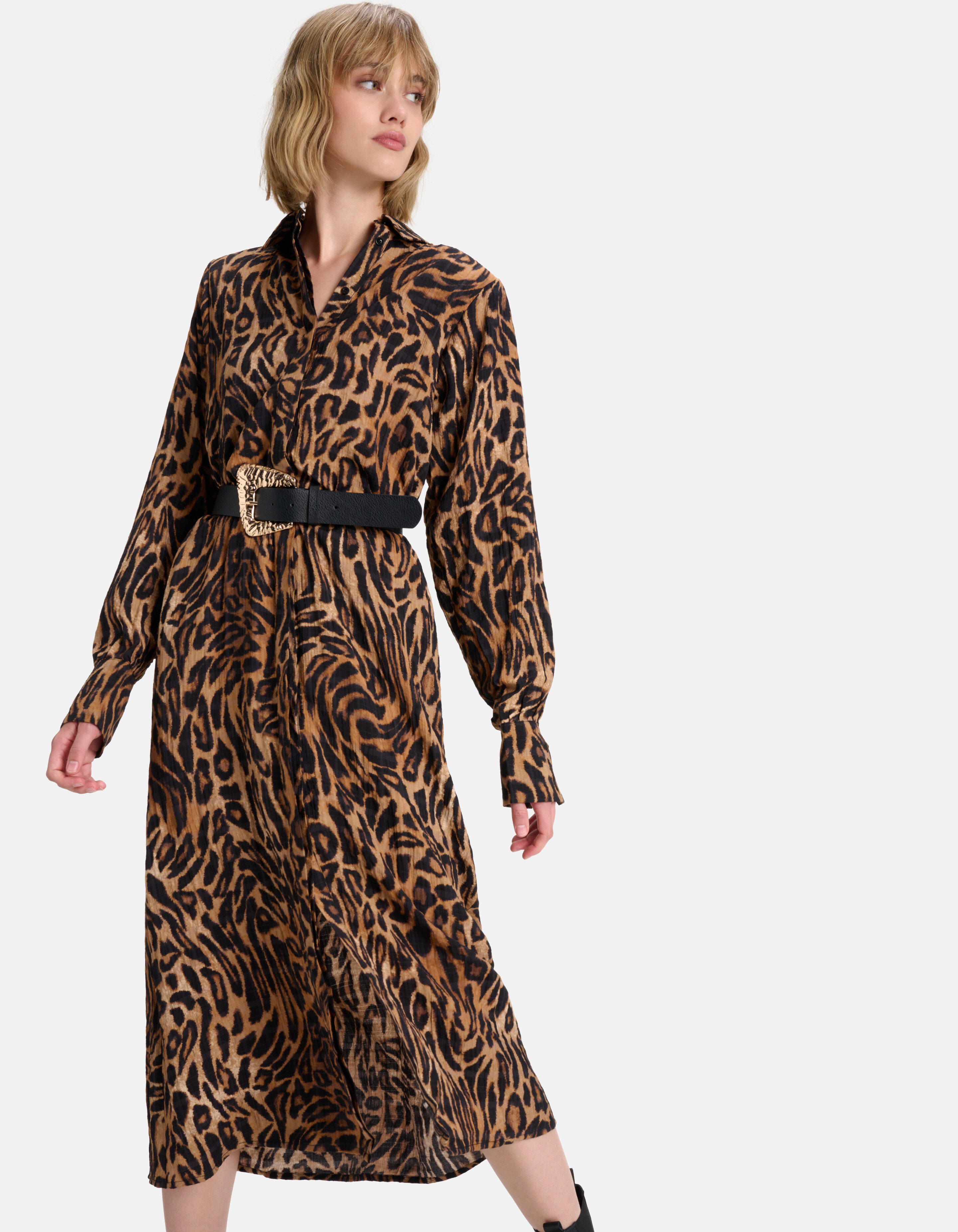 Leopard Midi Jurk Bruin SHOEBY WOMEN