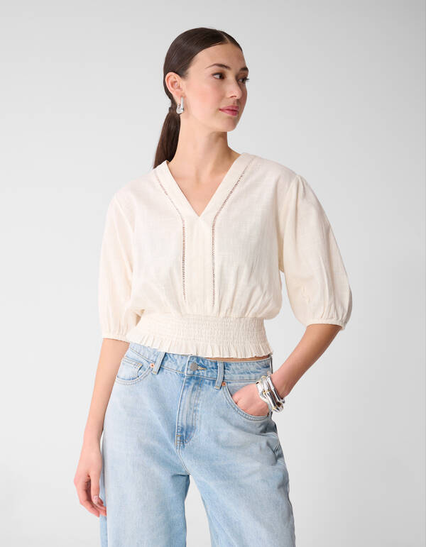Tape Cropped Top Gebroken Wit SHOEBY WOMEN
