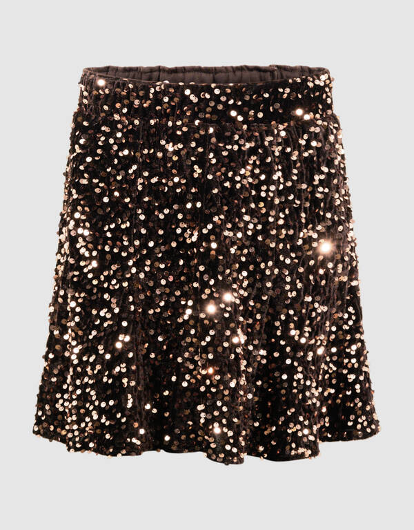 Sequin Mini Rok Bruin SHOEBY GIRLS