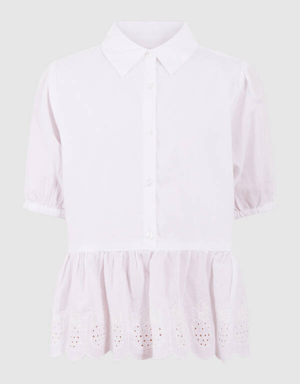 Embroidery Ruffle Blouse Wit SHOEBY GIRLS