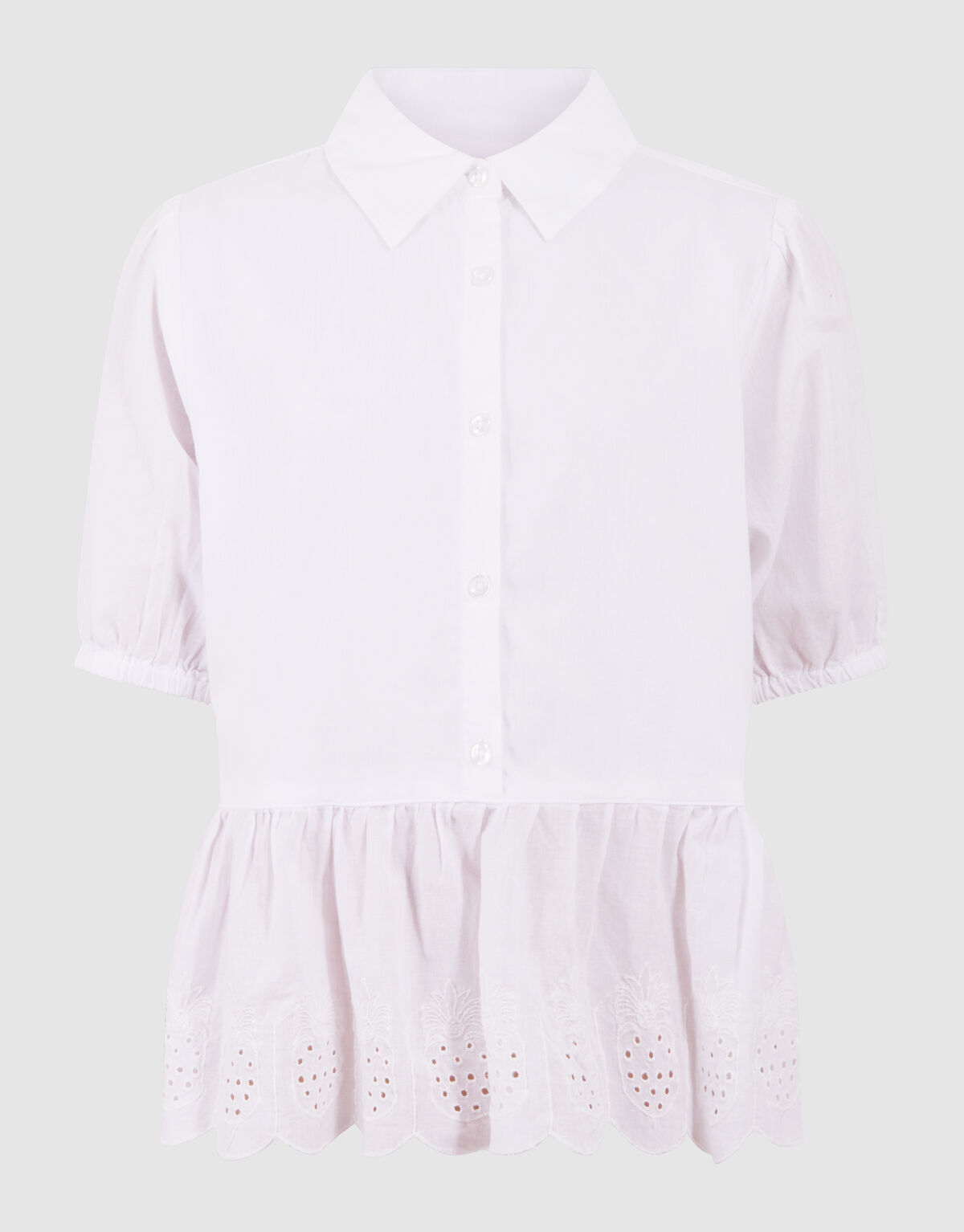 Embroidery Ruffle Blouse Wit SHOEBY GIRLS