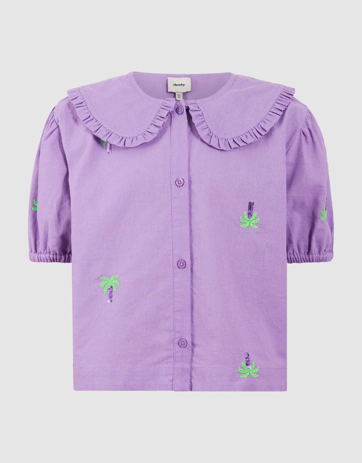 Palm Tree Embroidery Blouse Paars SHOEBY GIRLS