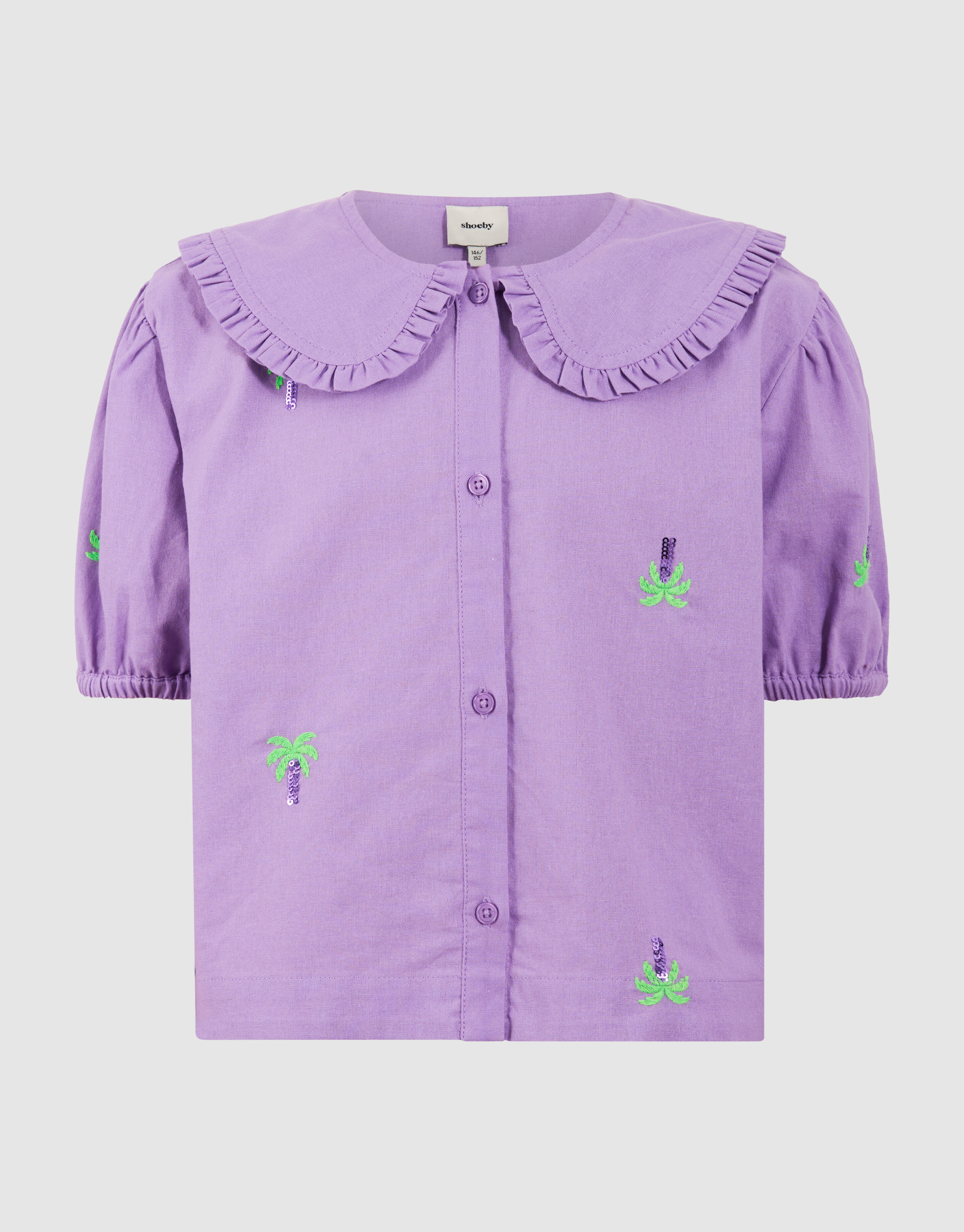 Palm Tree Embroidery Blouse Paars SHOEBY GIRLS