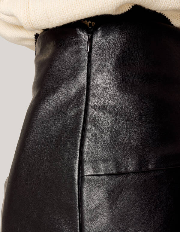 Vegan Leren Midi Rok Zwart SHOEBY WOMEN