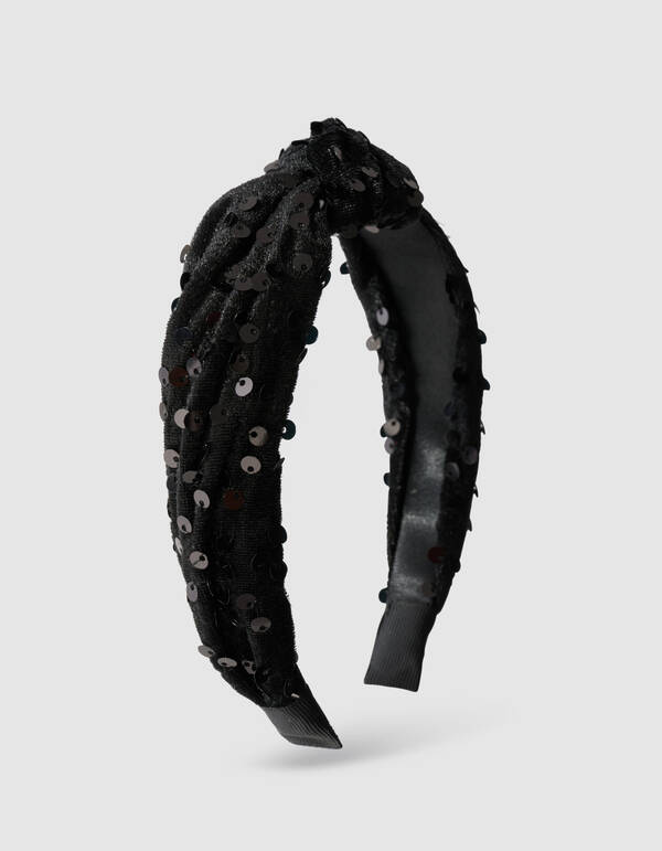 Velvet Pailletten Haarband Zwart SHOEBY ACCESSOIRES