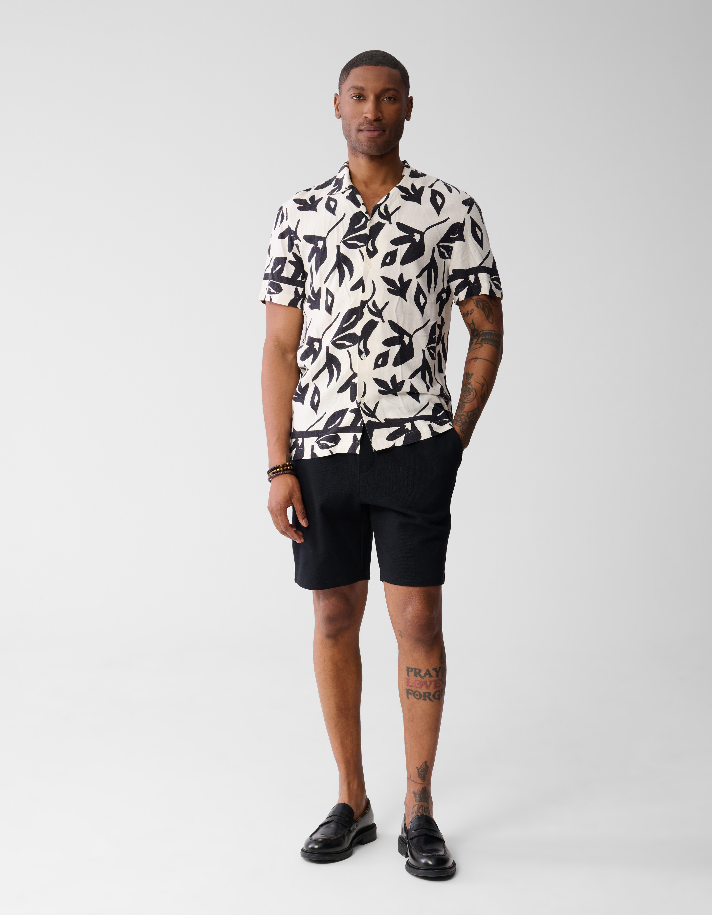 Linnen Bloemen Shirt Gebroken Wit SHOEBY MEN