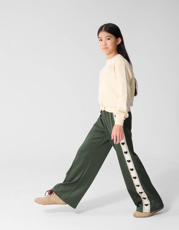 Sporty Heart Wide Leg Fit Broek Donkergroen SHOEBY GIRLS