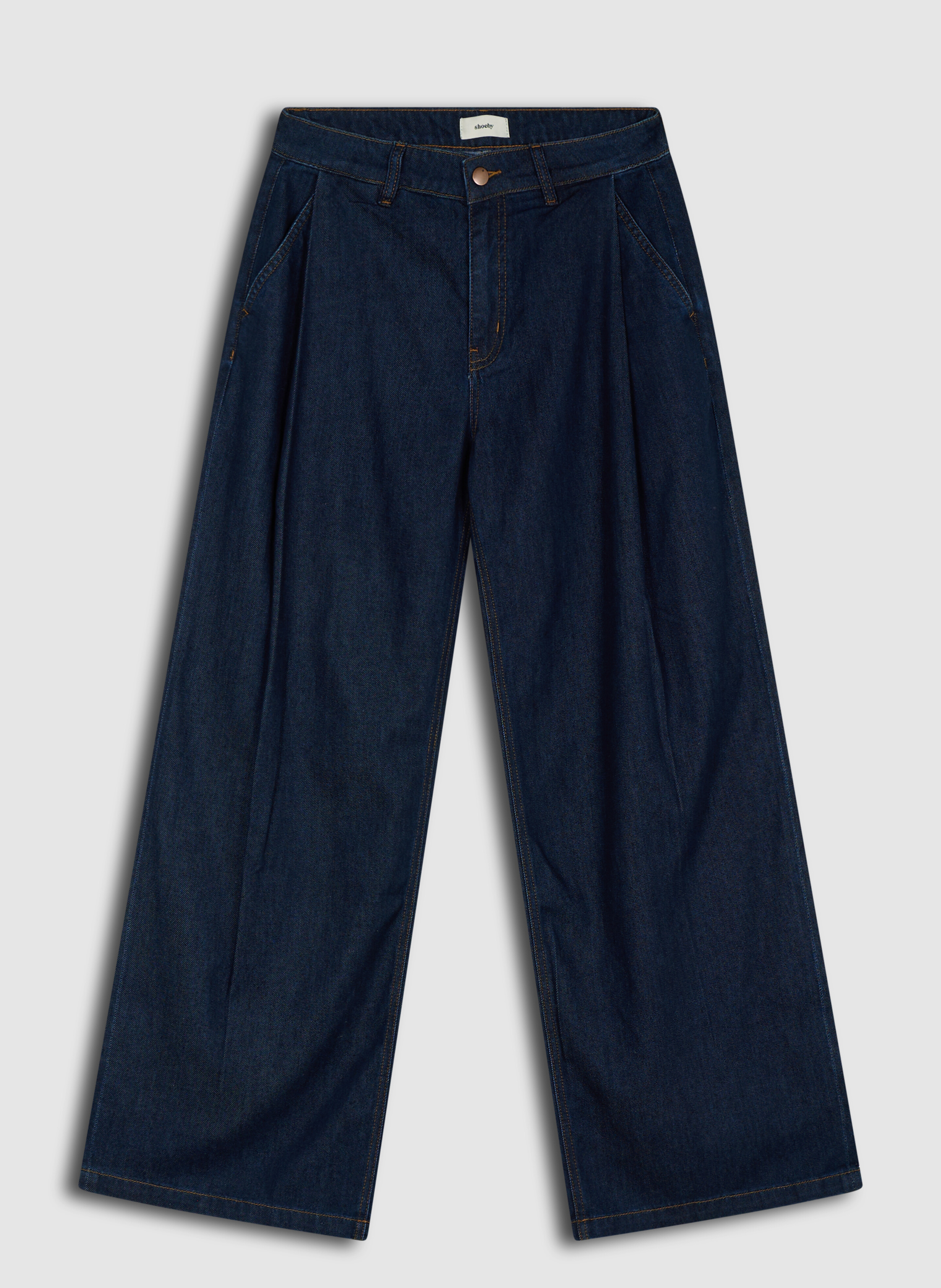 Pleated Wide Leg Fit Jeans Donkerblauw SHOEBY WOMEN