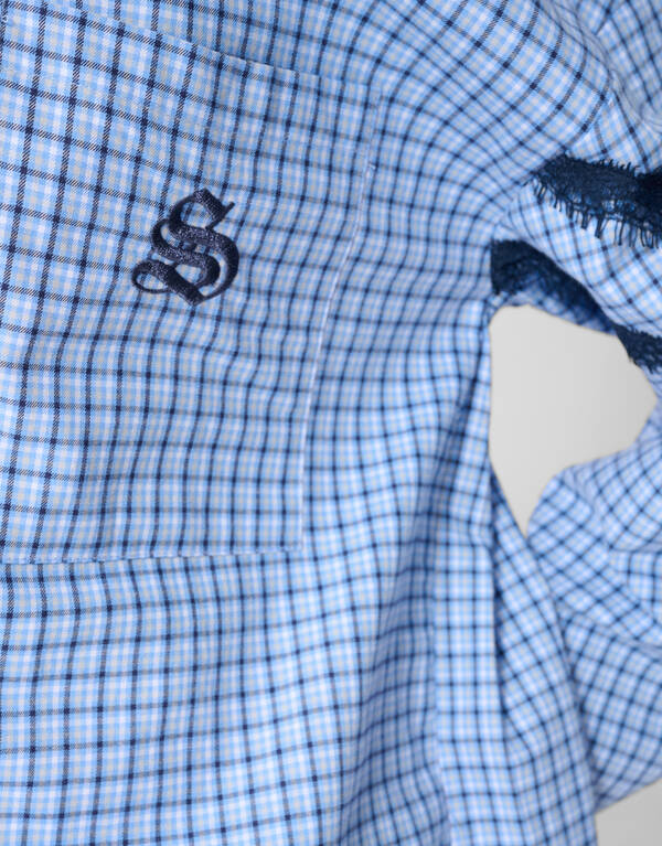 Kanten Ruiten Blouse Blauw SHOEBY WOMEN