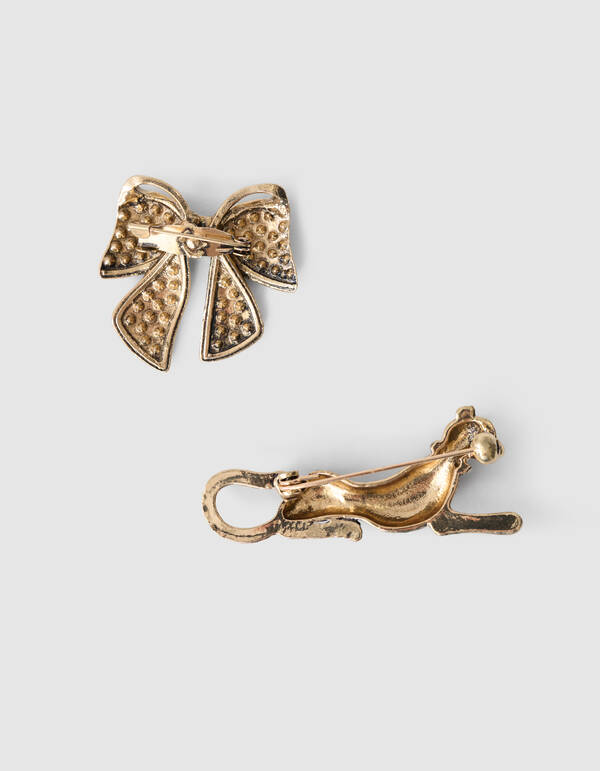 Leopard Strik Broche Set Goud SHOEBY ACCESSOIRES