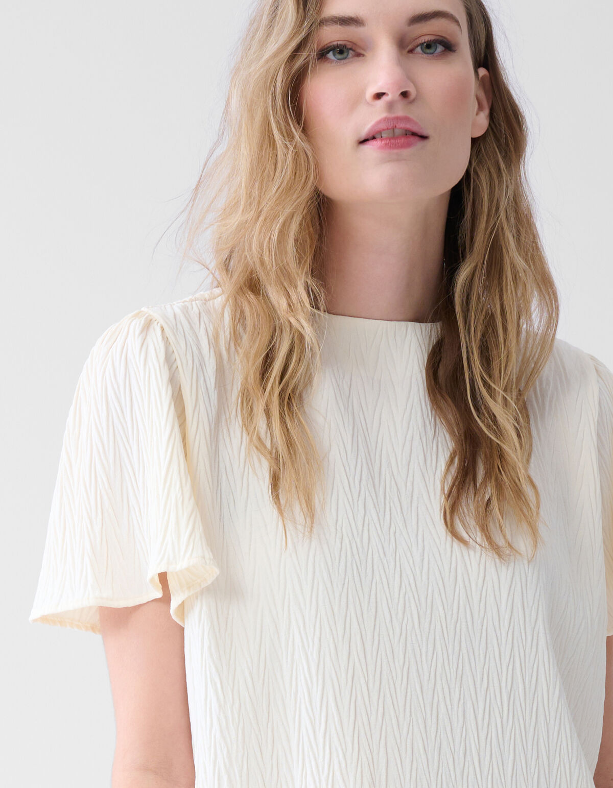 Crinkle Twist Top Gebroken Wit SHOEBY WOMEN