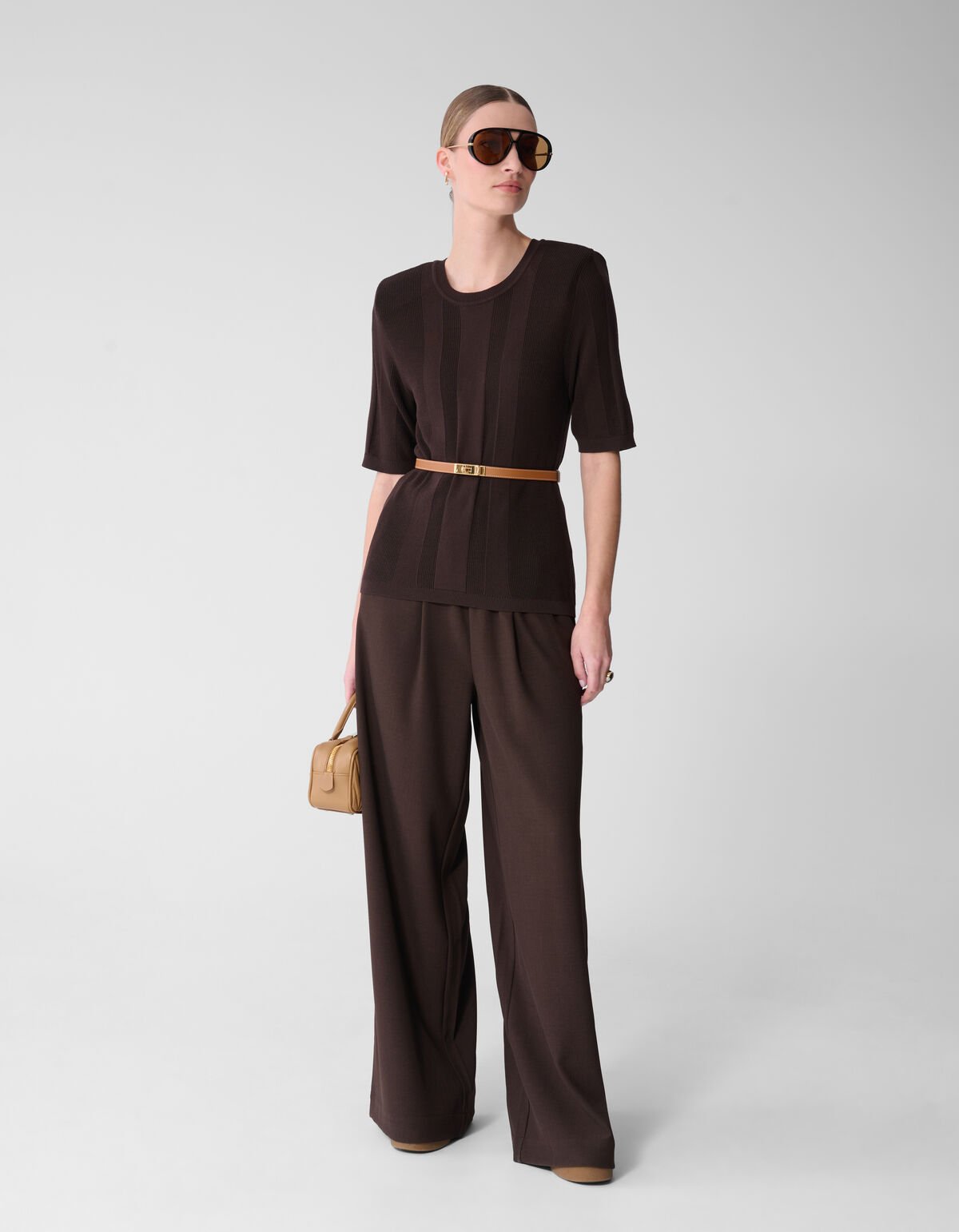 Gebreide Rib Top Donkerbruin By Mieke SHOEBY WOMEN