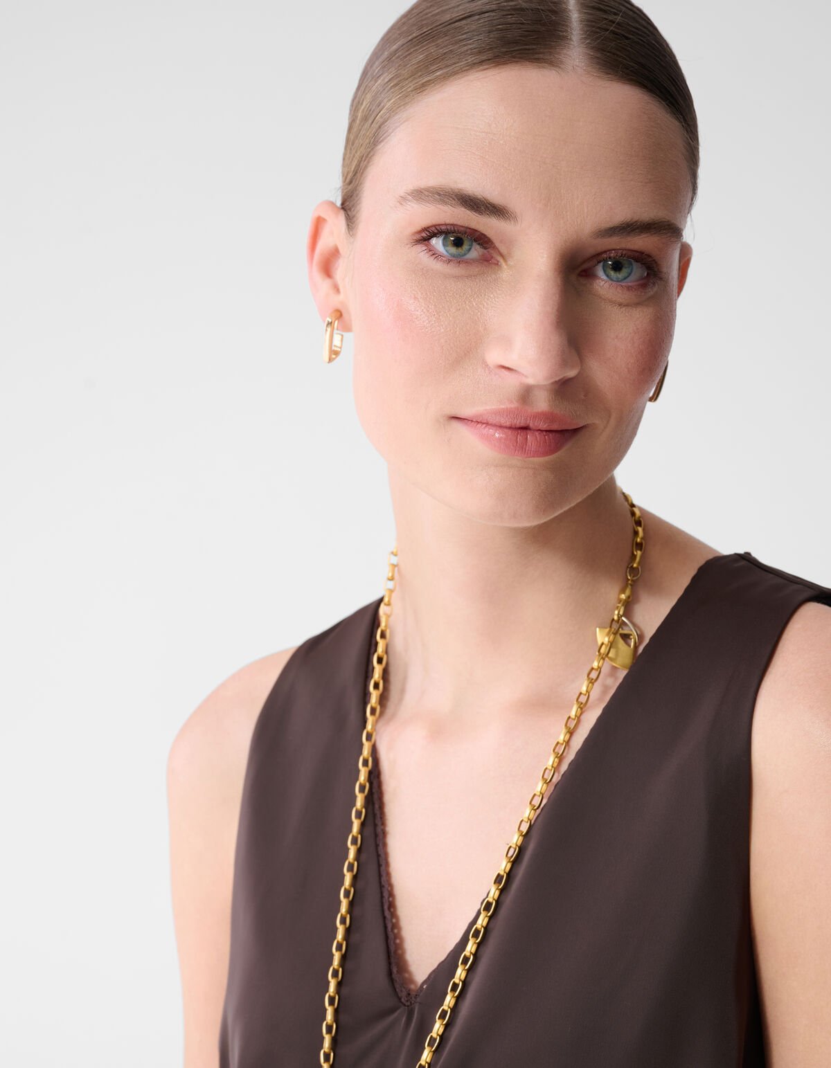 Satijnen Top Donkerbruin By Mieke SHOEBY WOMEN