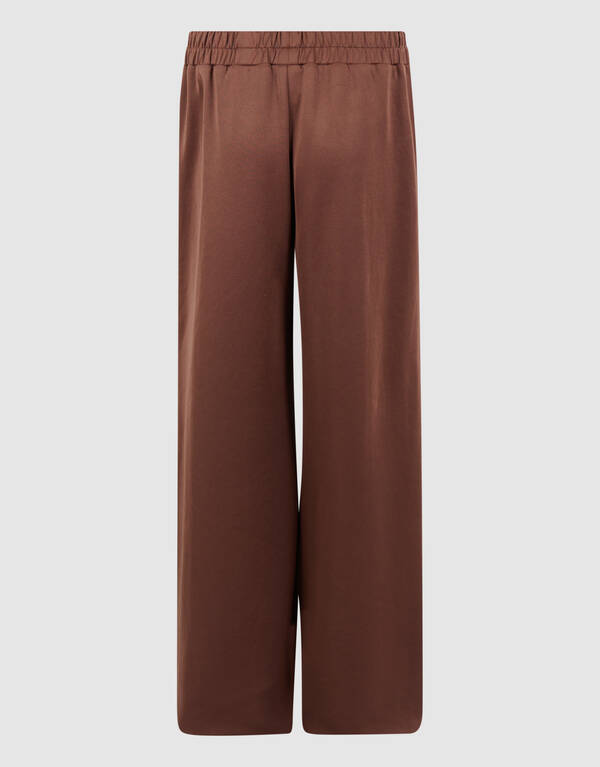 Button Wide Leg Fit Broek Bruin SHOEBY GIRLS