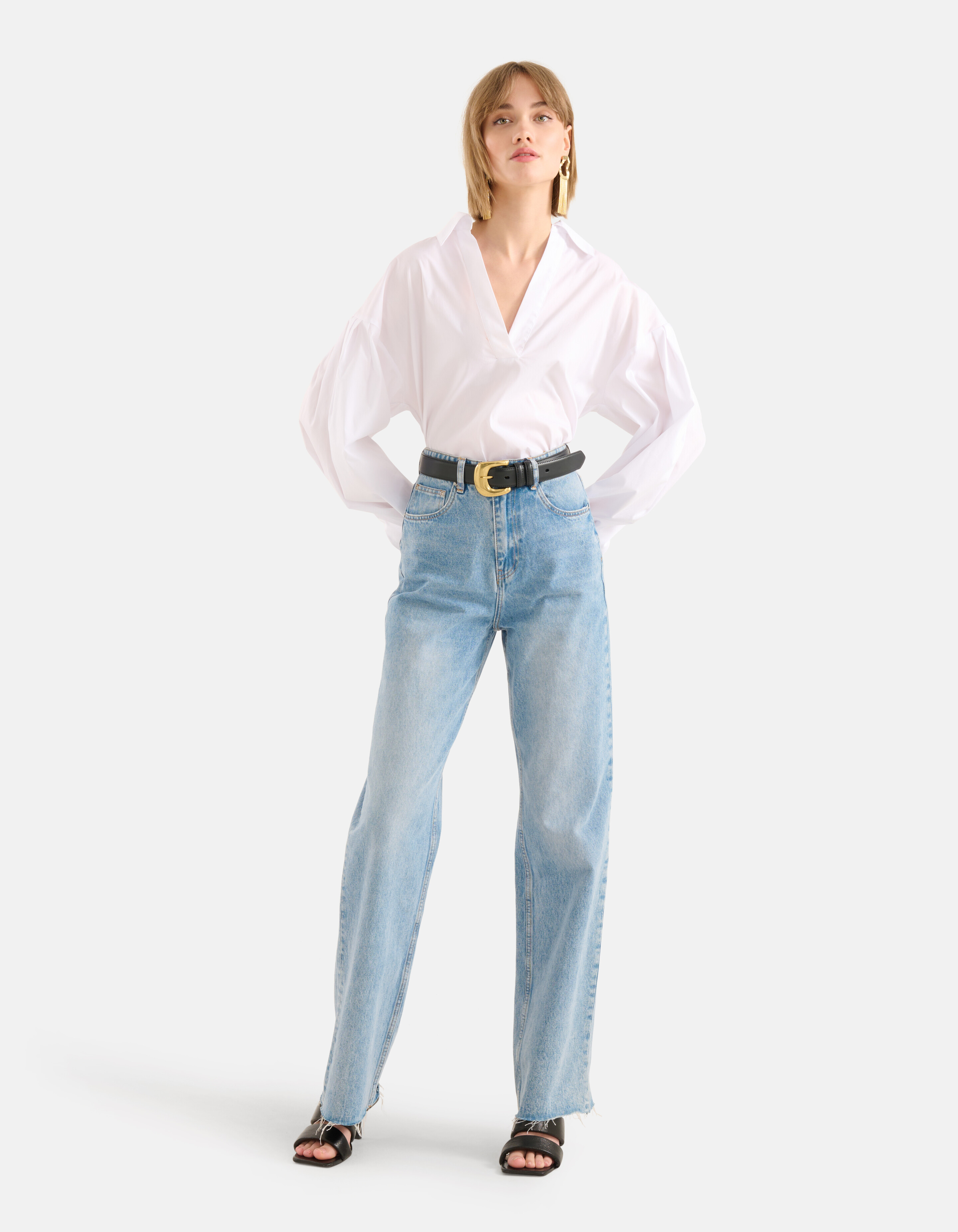 Poplin Blouse Wit SHOEBY WOMEN