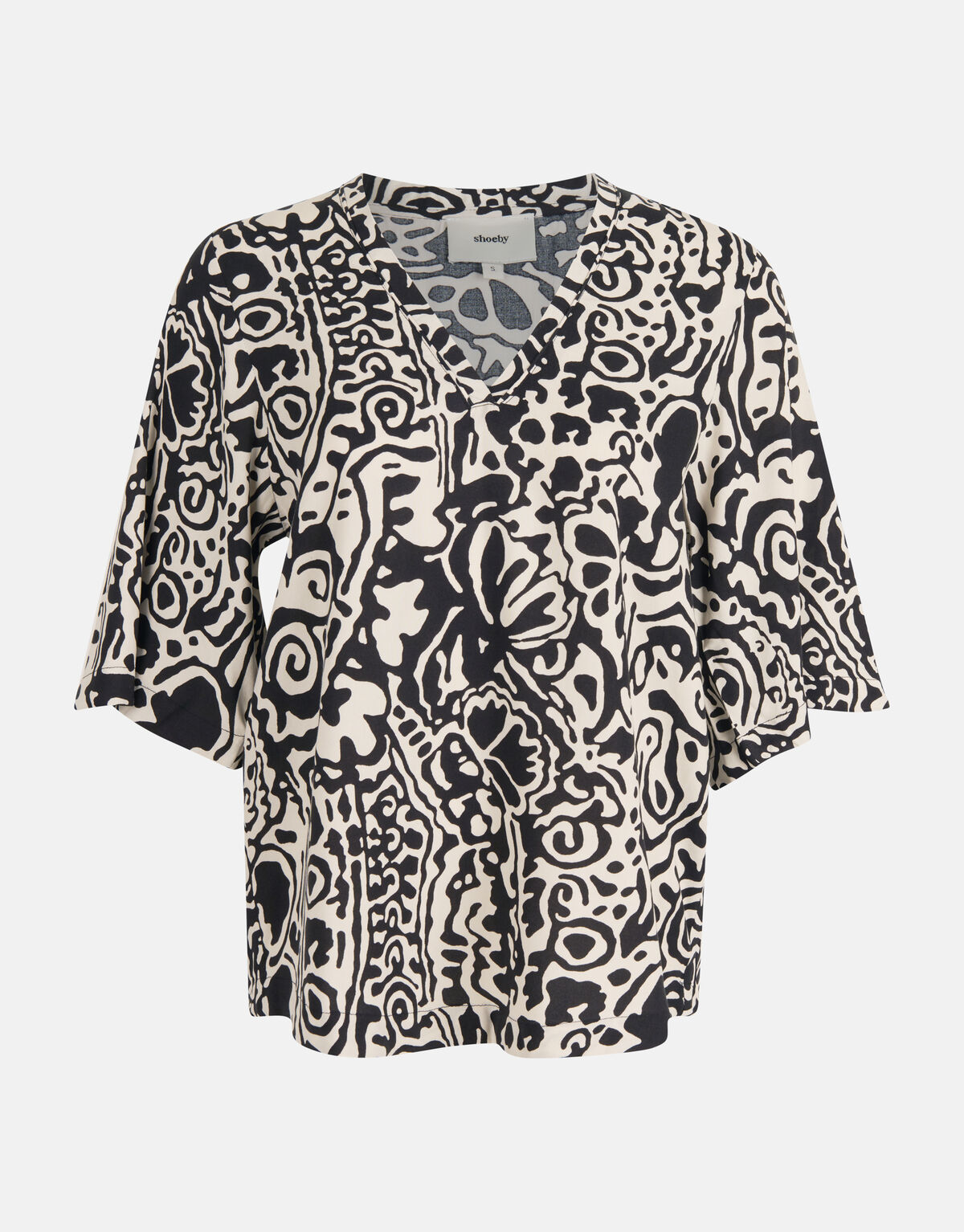 Grafische V-hals Top Zwart/Wit SHOEBY WOMEN