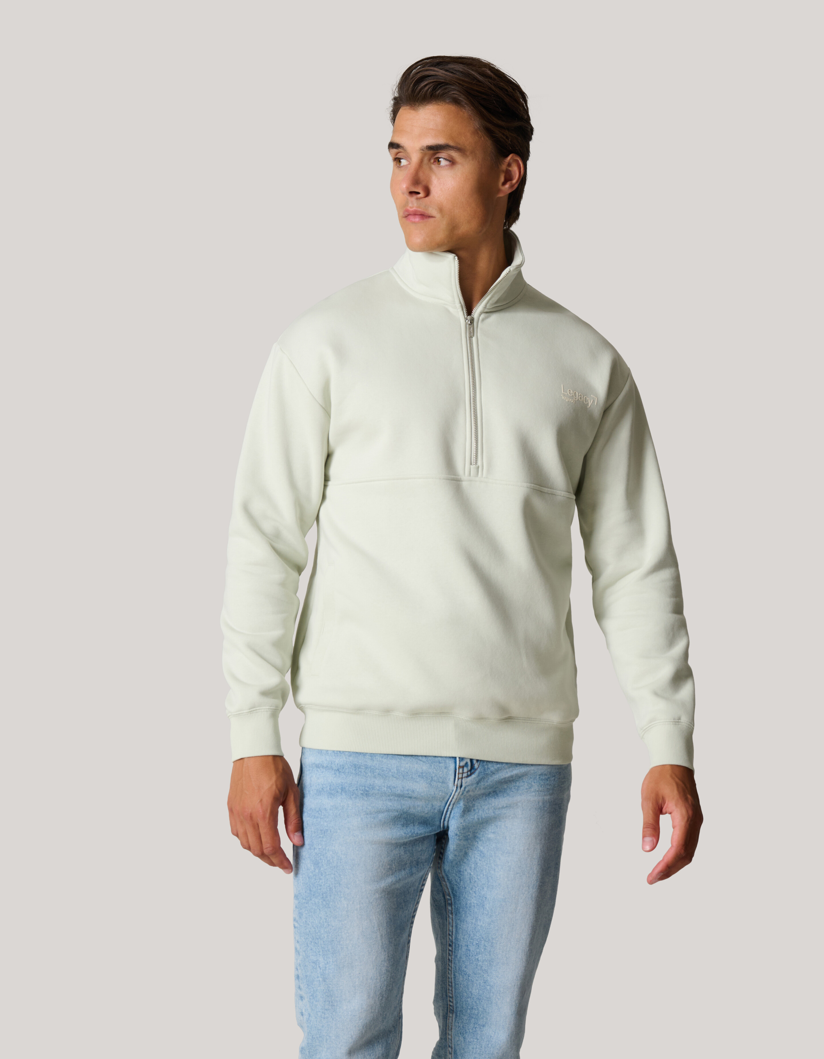 Zipper Sweater Lichtgrijs SHOEBY MEN