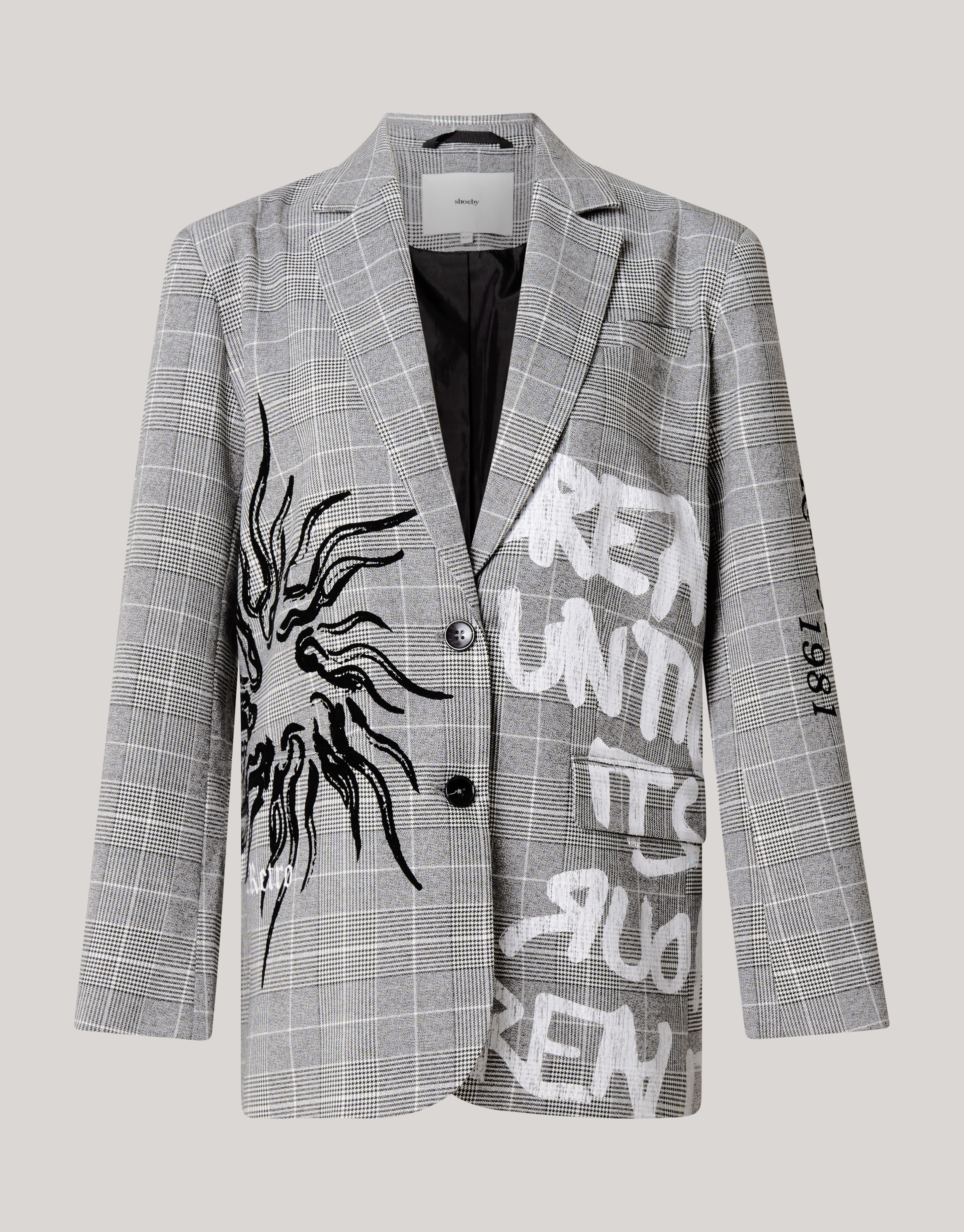 Tekst Blazer Grijs SHOEBY WOMEN