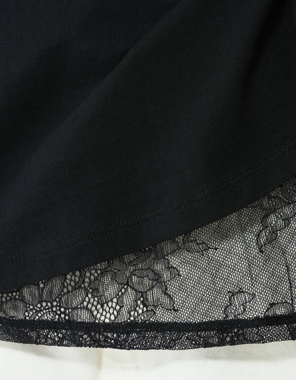 Lace Detail T-shirt Zwart SHOEBY WOMEN