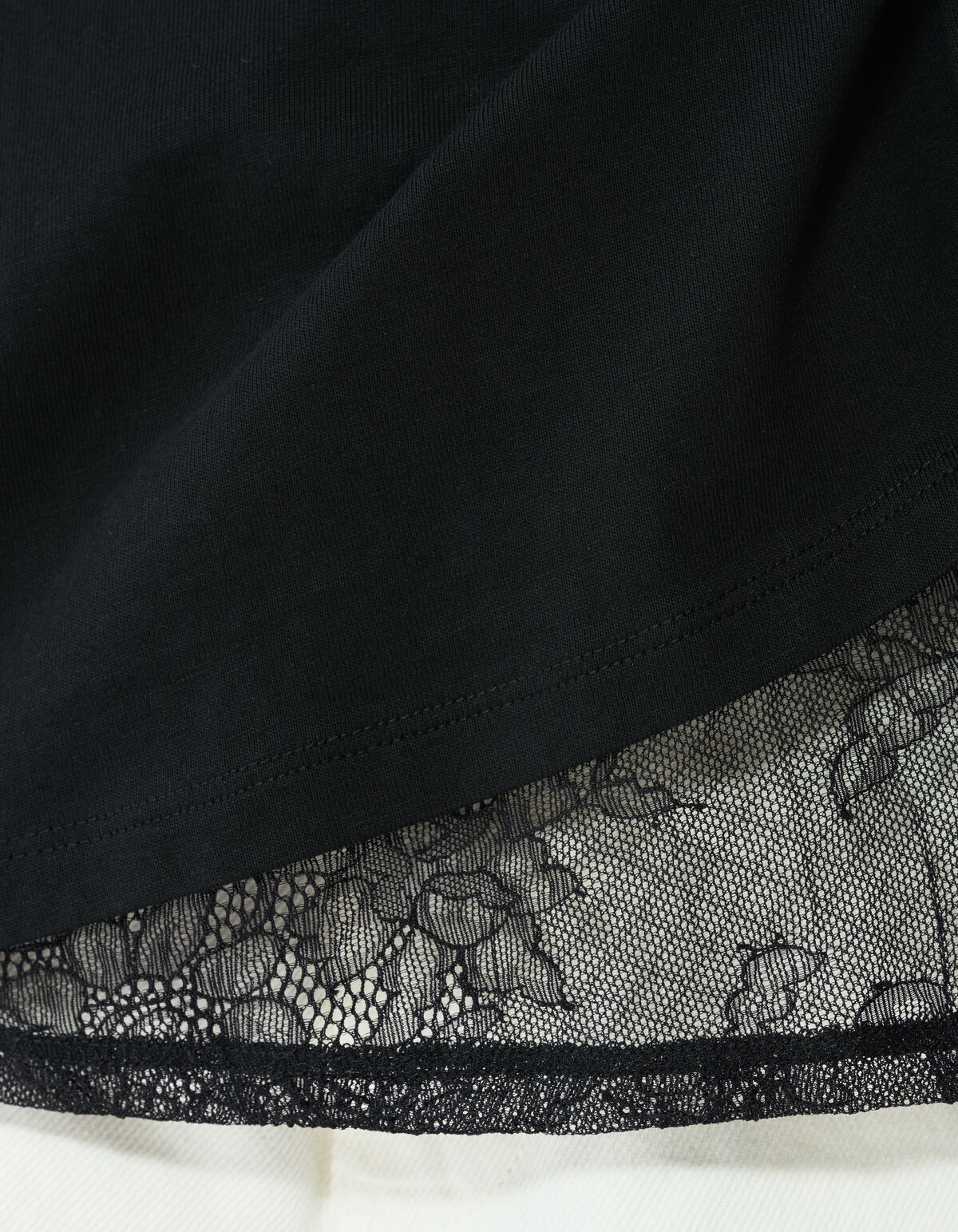 Lace Insert T-shirt Zwart SHOEBY WOMEN