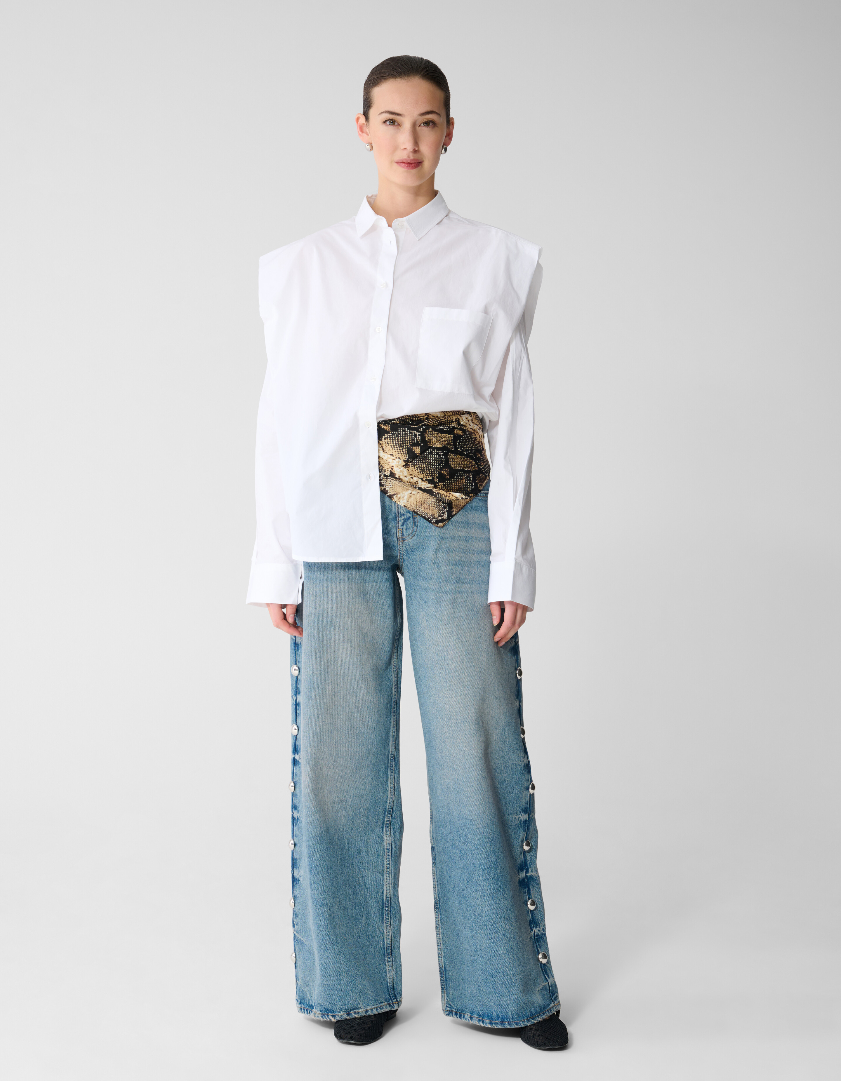 Pleat Poplin Blouse Wit SHOEBY WOMEN