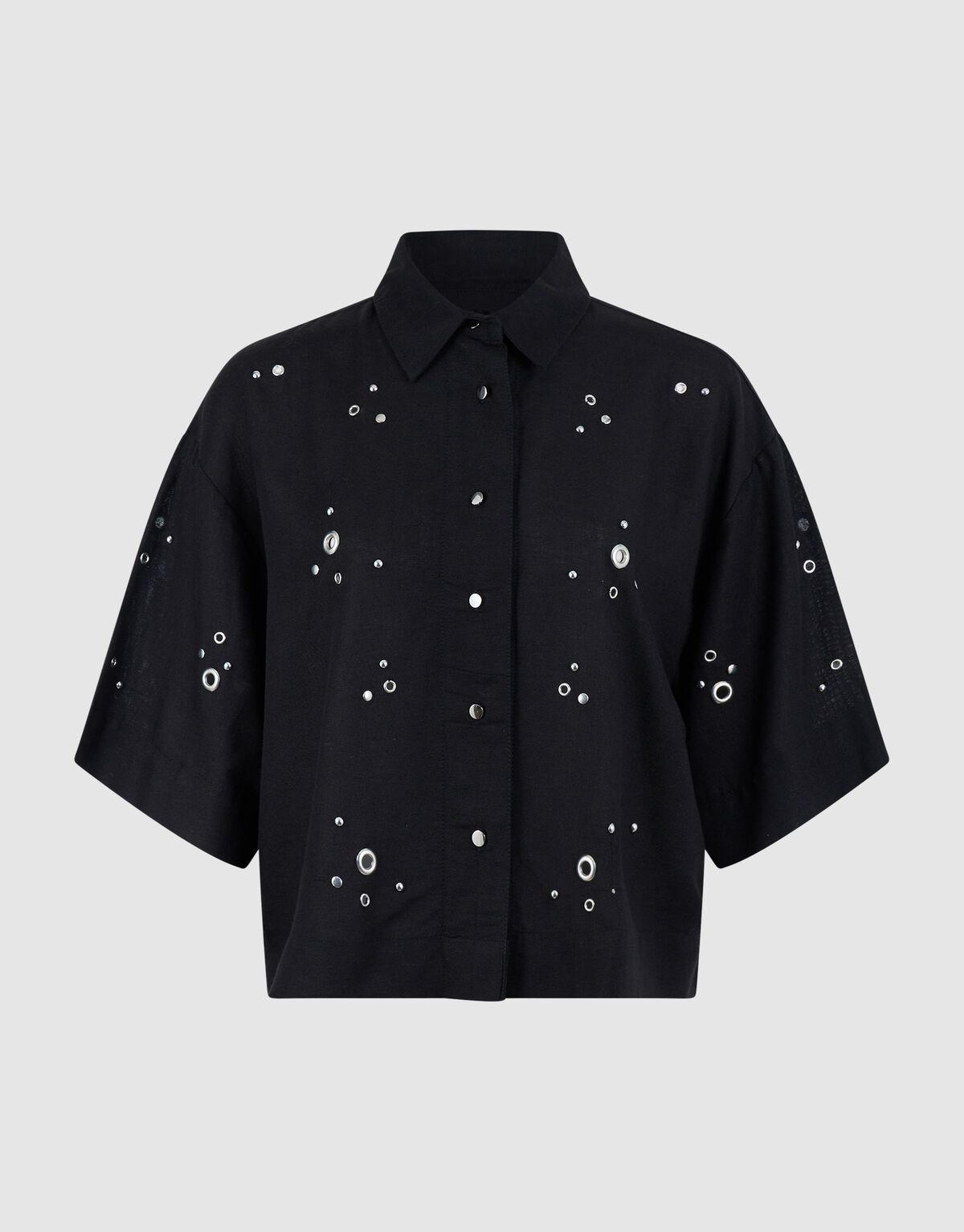 Linnen Eyelet Blouse Zwart SHOEBY WOMEN