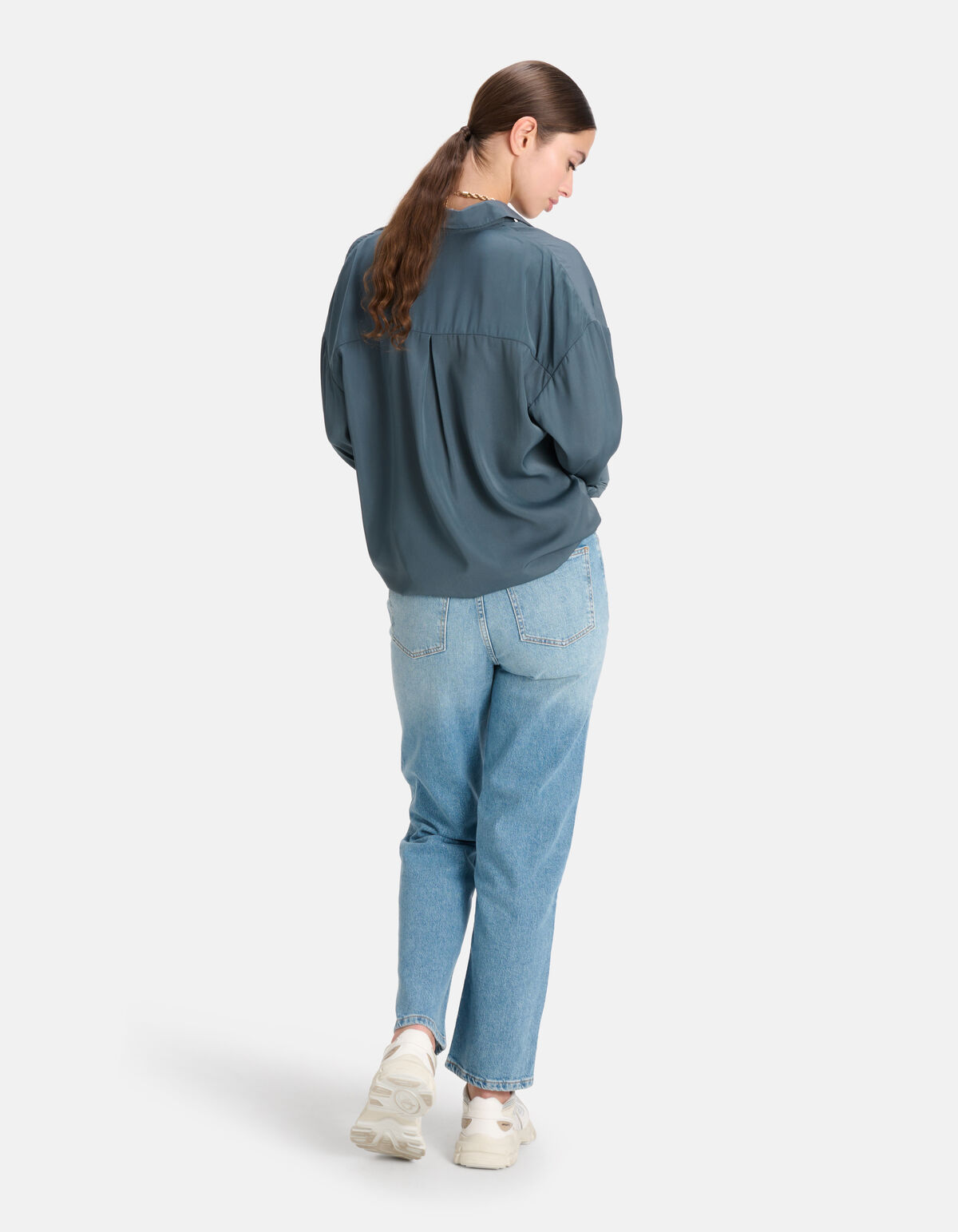 Satijnen Blouse Petrol SHOEBY WOMEN