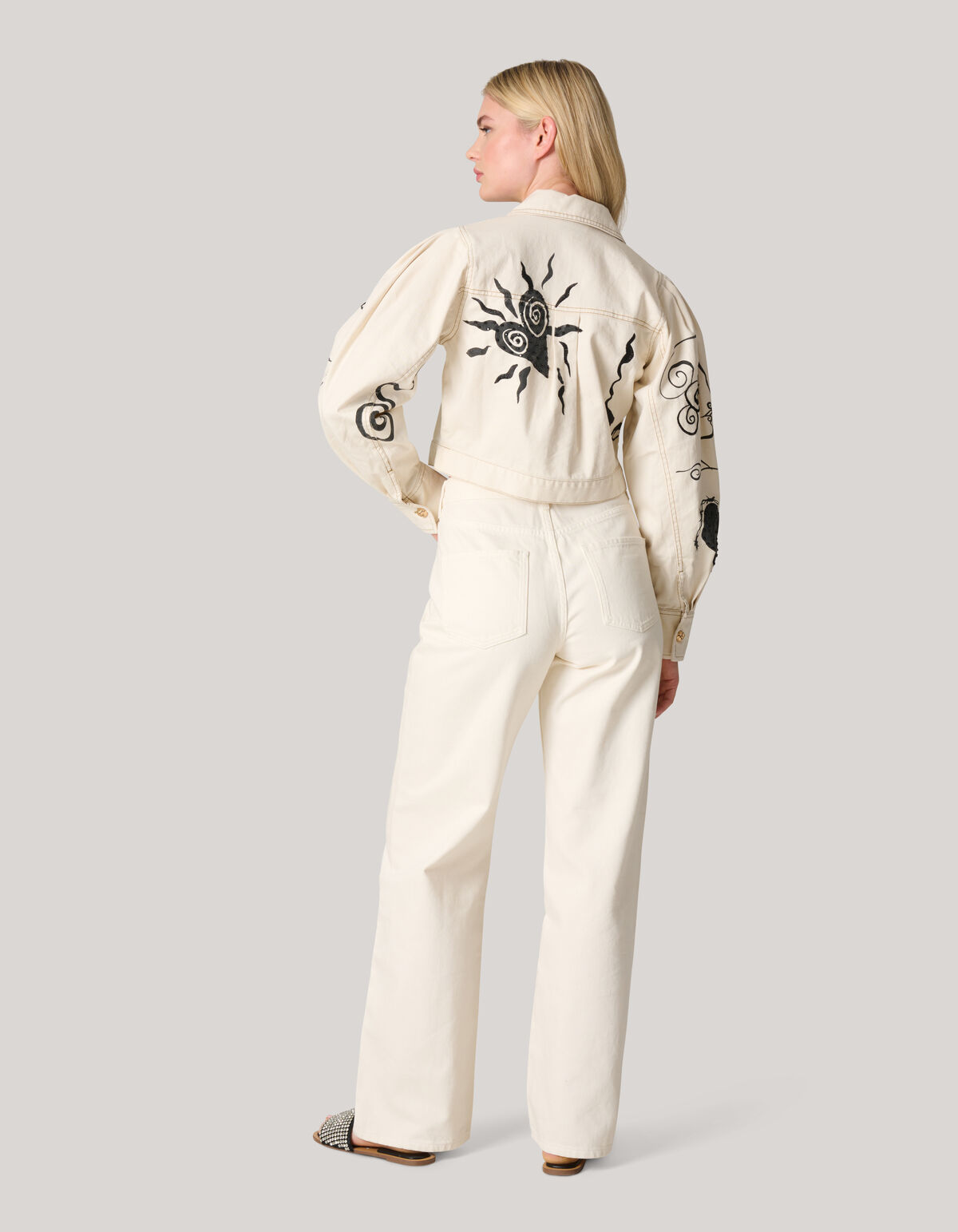 Printed Denim Jack Gebroken Wit SHOEBY WOMEN