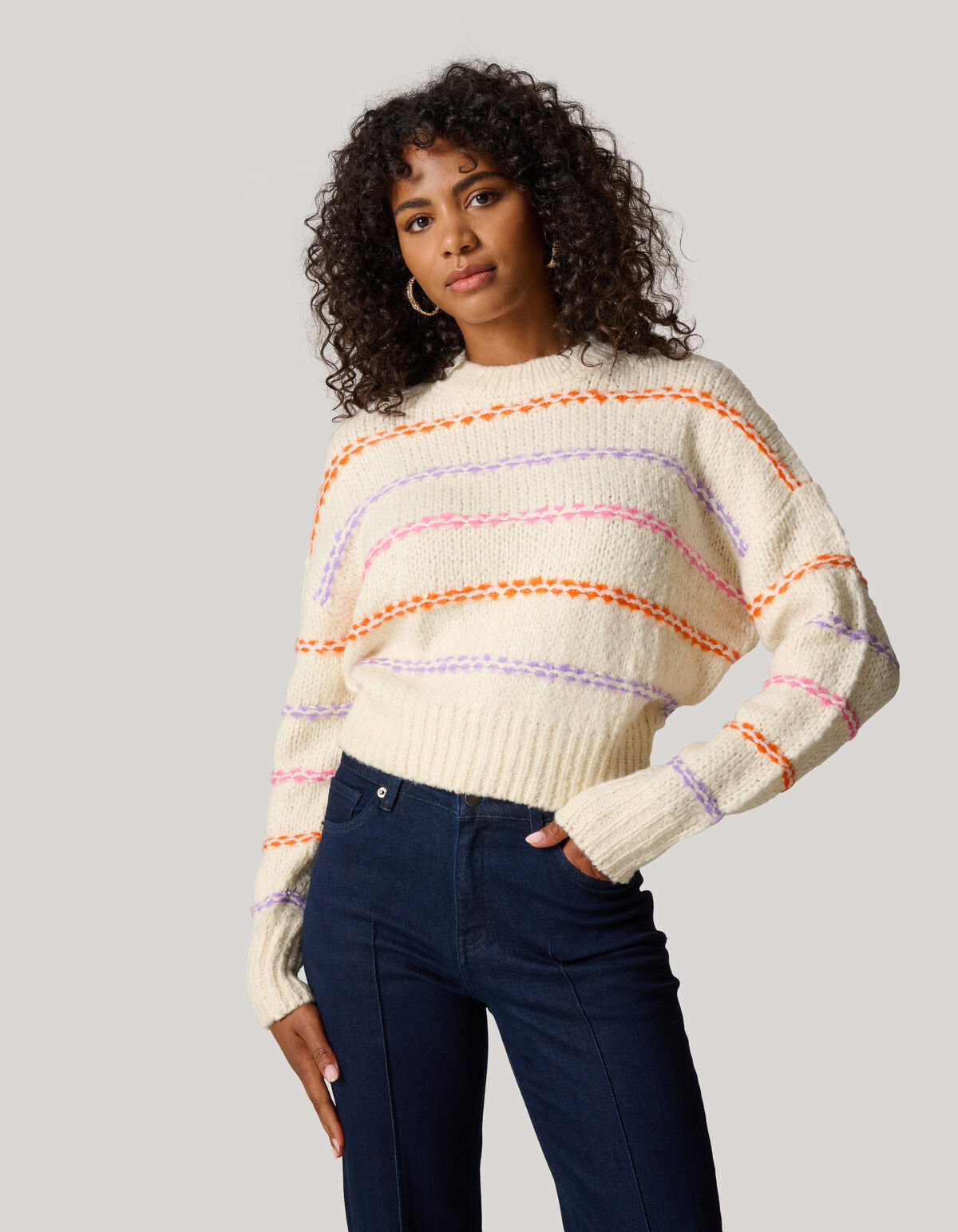 Fun Stripe Trui Gebroken Wit SHOEBY WOMEN