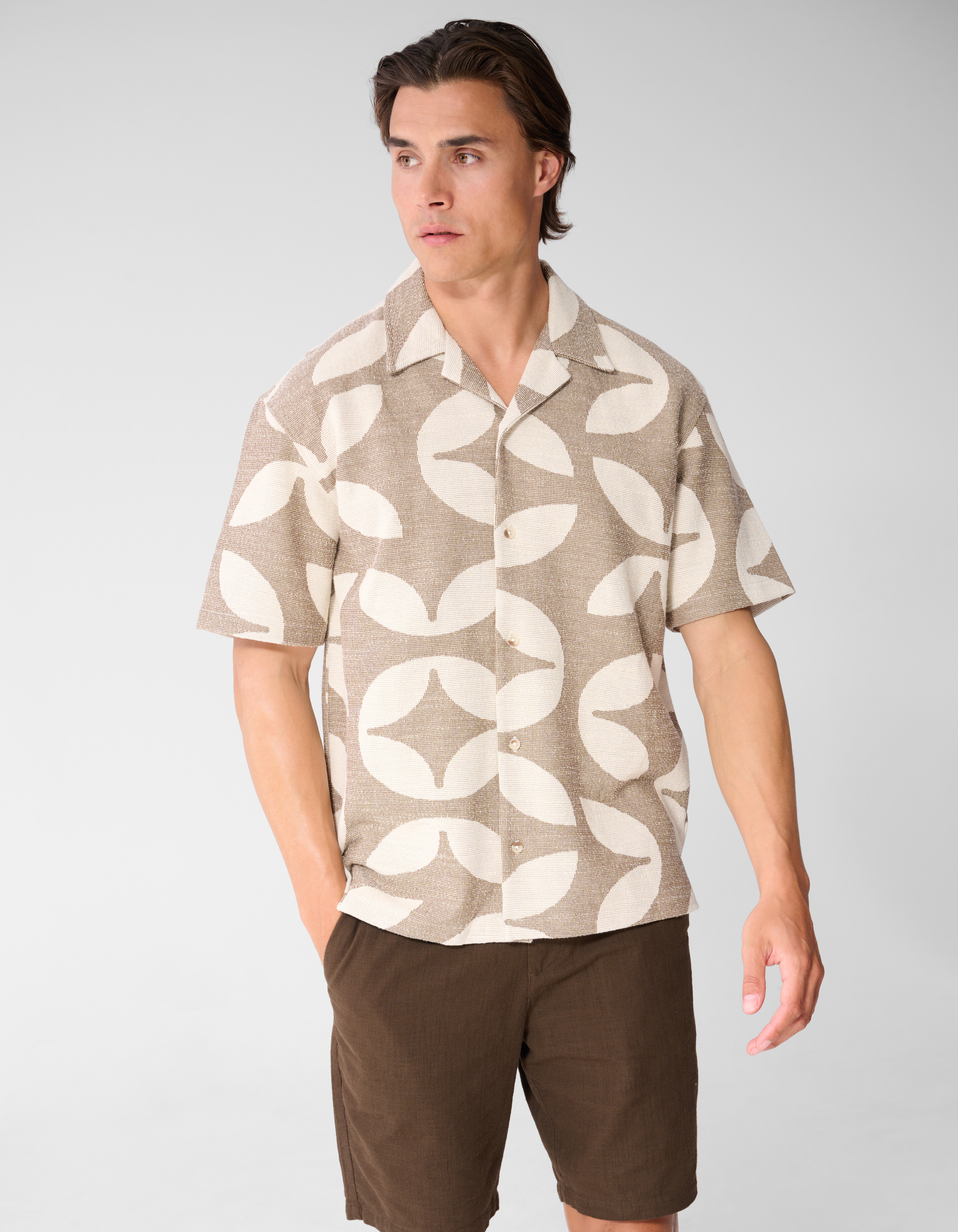 All-over Logo Print Overshirt Bruin SHOEBY MEN