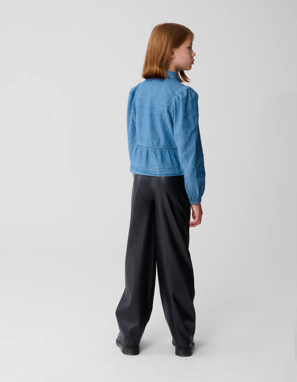 Denim Strik Blouse Blauw SHOEBY GIRLS