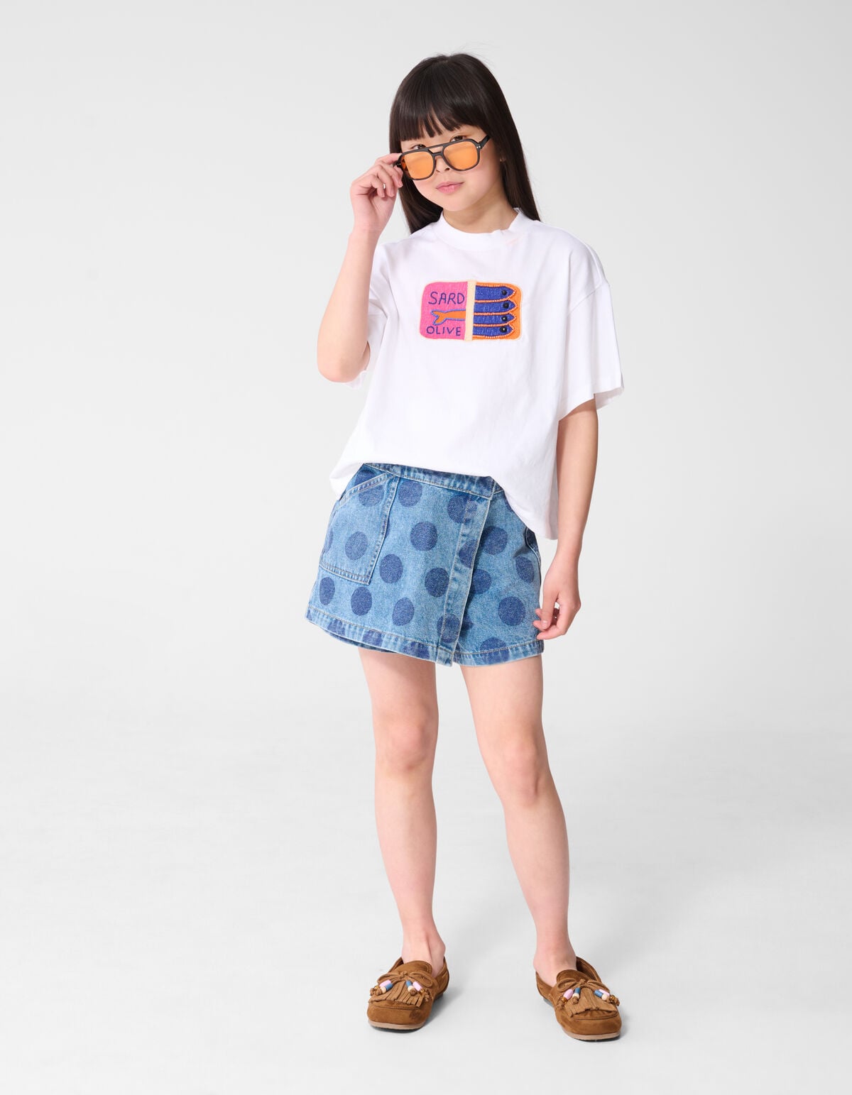 Sardine Embroidery T-shirt Wit SHOEBY GIRLS