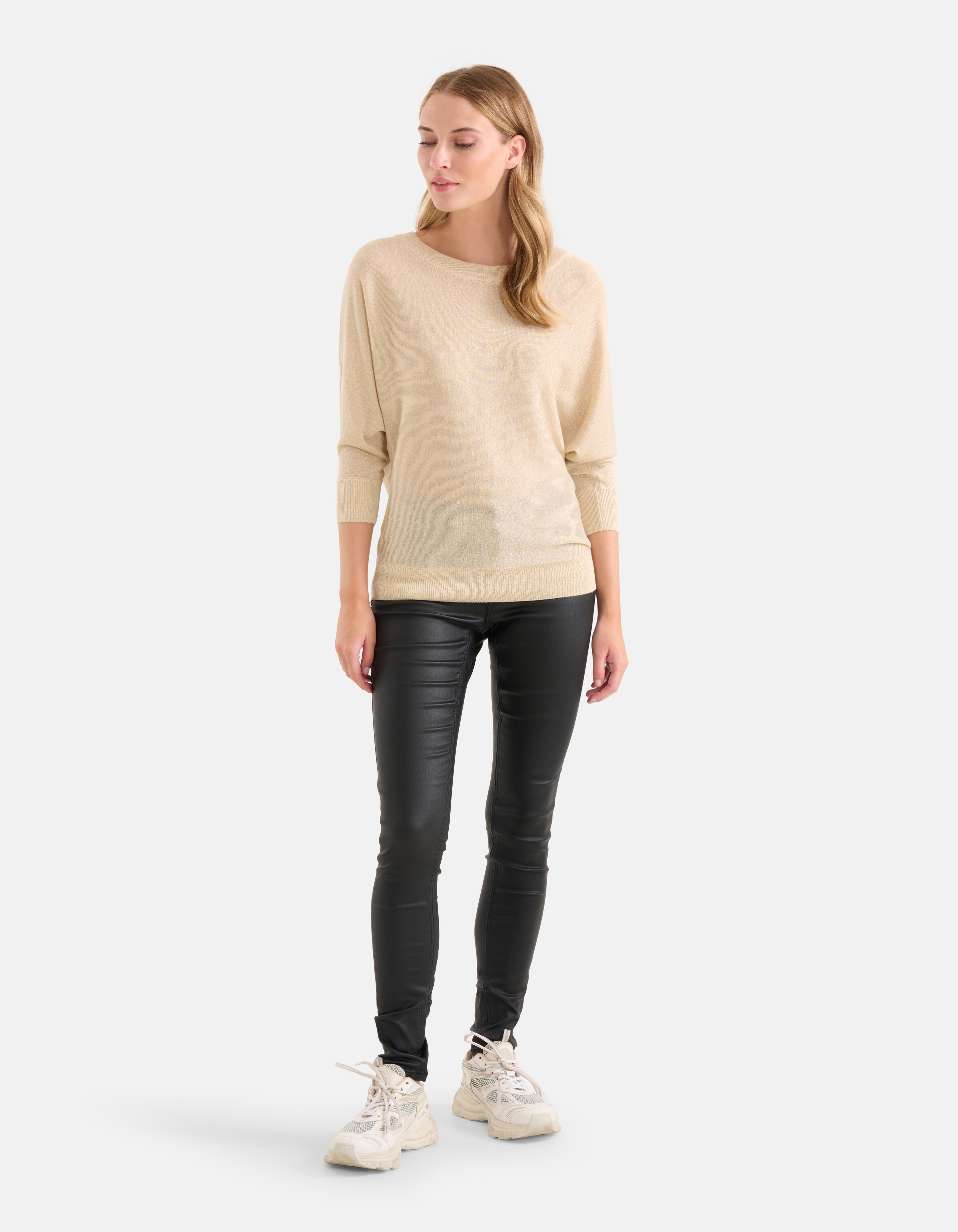 Glitter Vleermuismouwen Trui Beige SHOEBY WOMEN