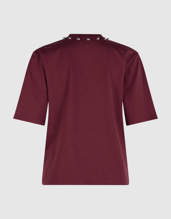 Studded T-shirt Donkerrood SHOEBY WOMEN