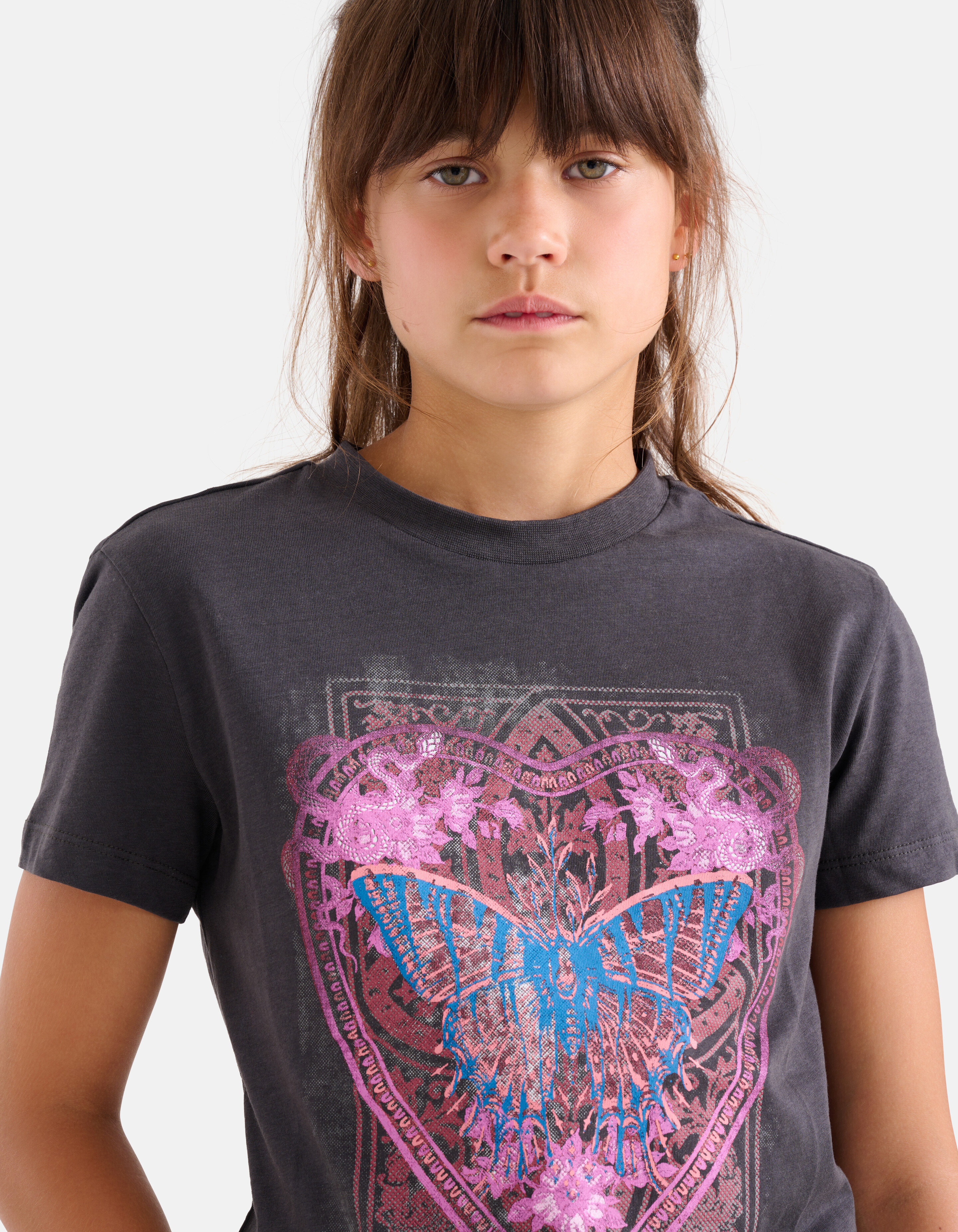 Vlinder Artwork T-shirt Donkergrijs SHOEBY GIRLS