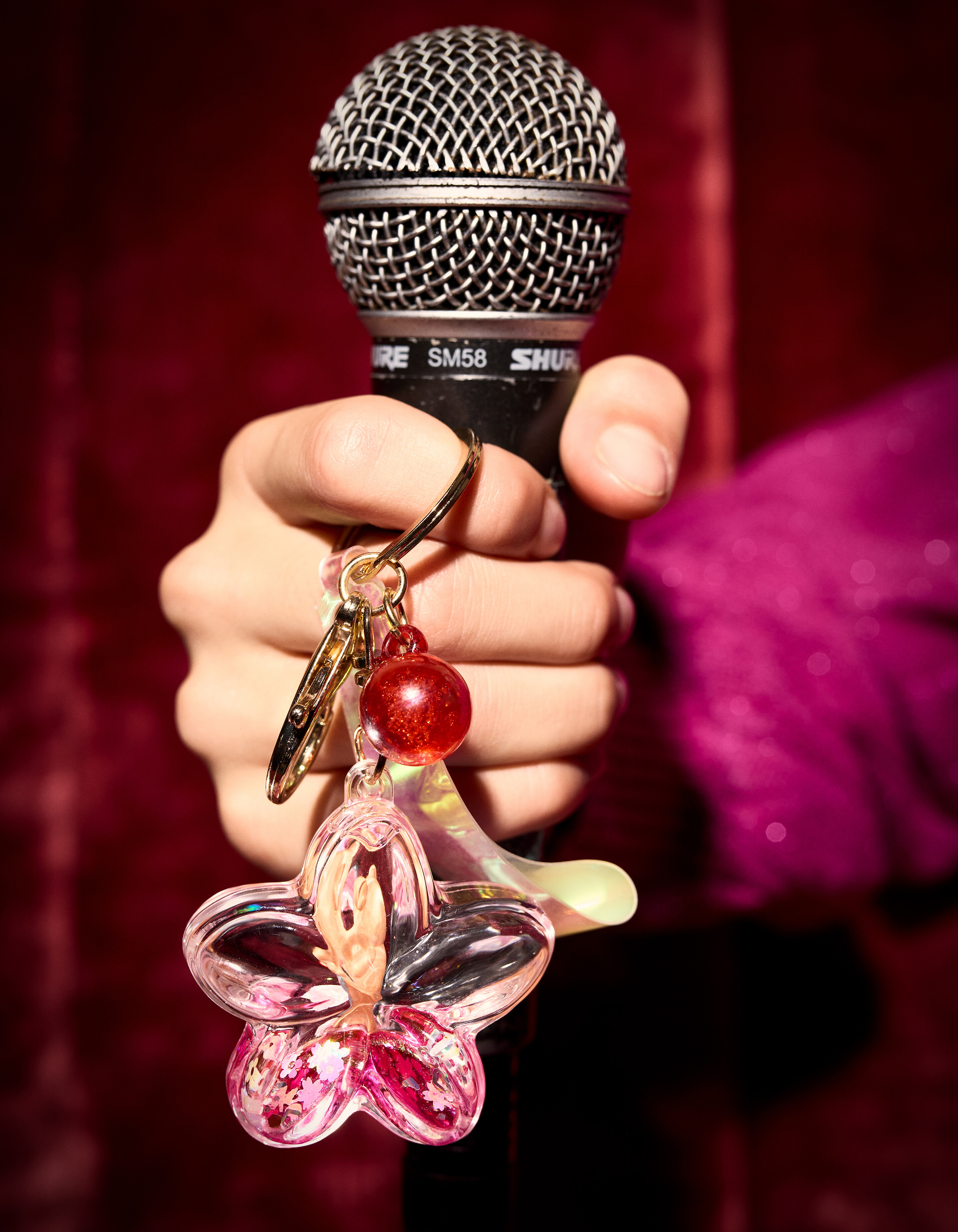 Bloem Sleutelhanger Donkerroze SHOEBY ACCESSOIRES