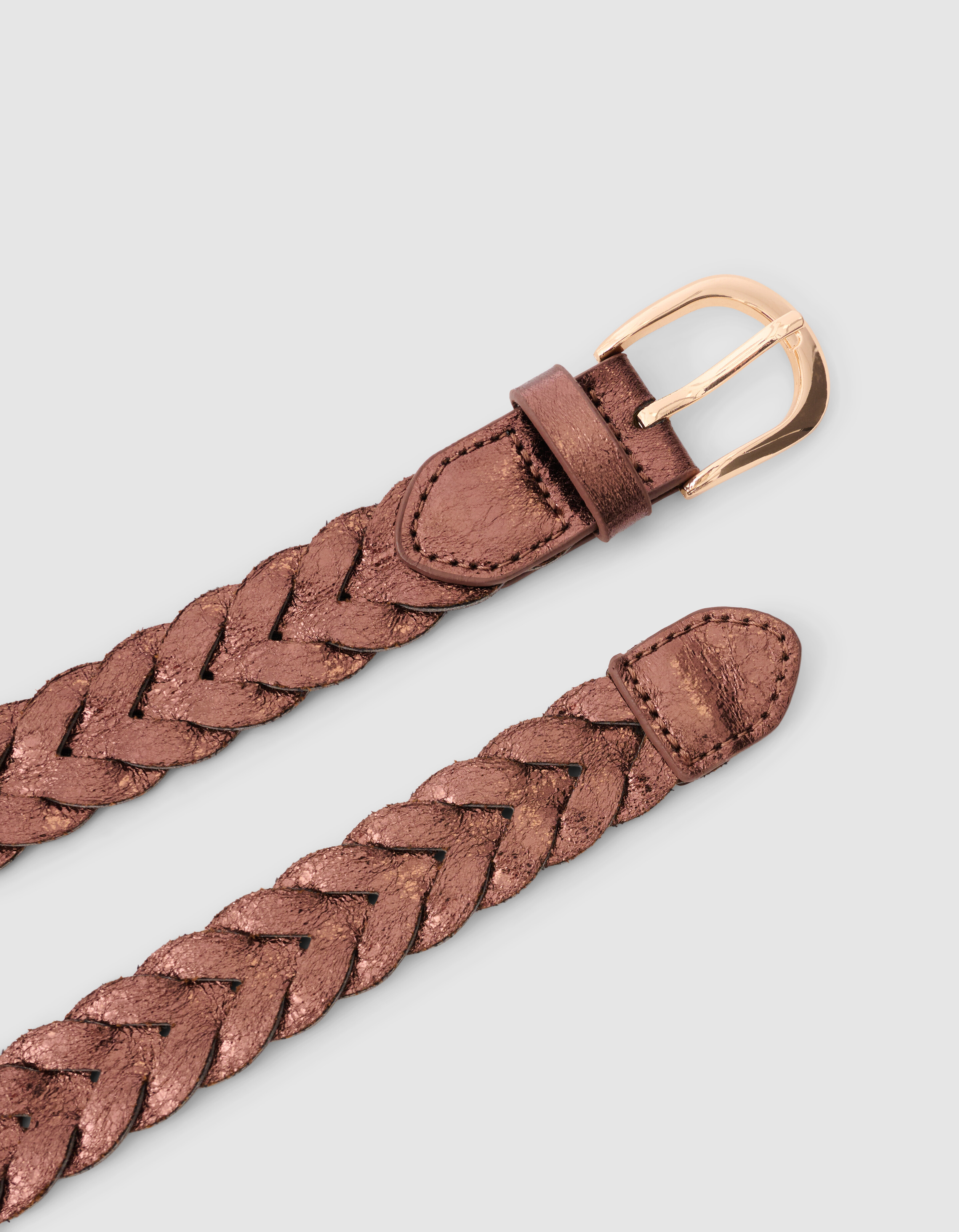 Gevlochten Metallic Riem Bruin SHOEBY ACCESSOIRES