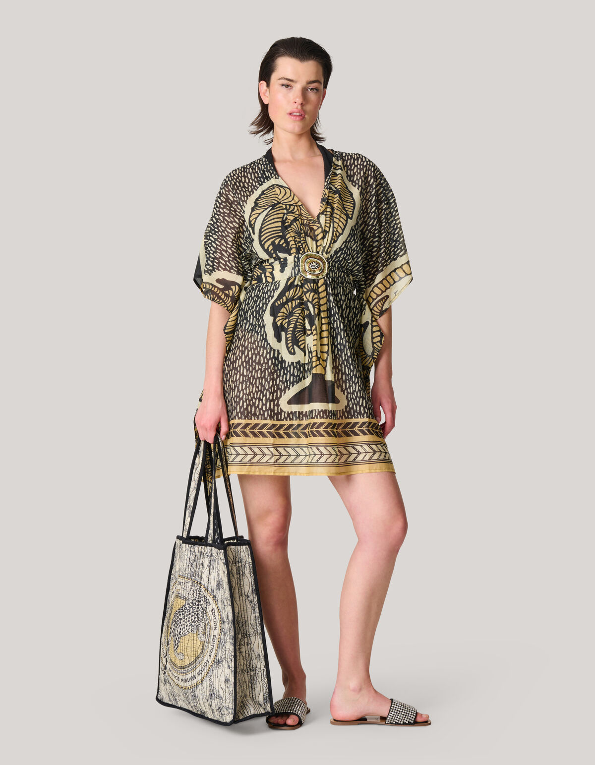 Reversible Printed Shopper Gebroken Wit/Zwart SHOEBY ACCESSOIRES