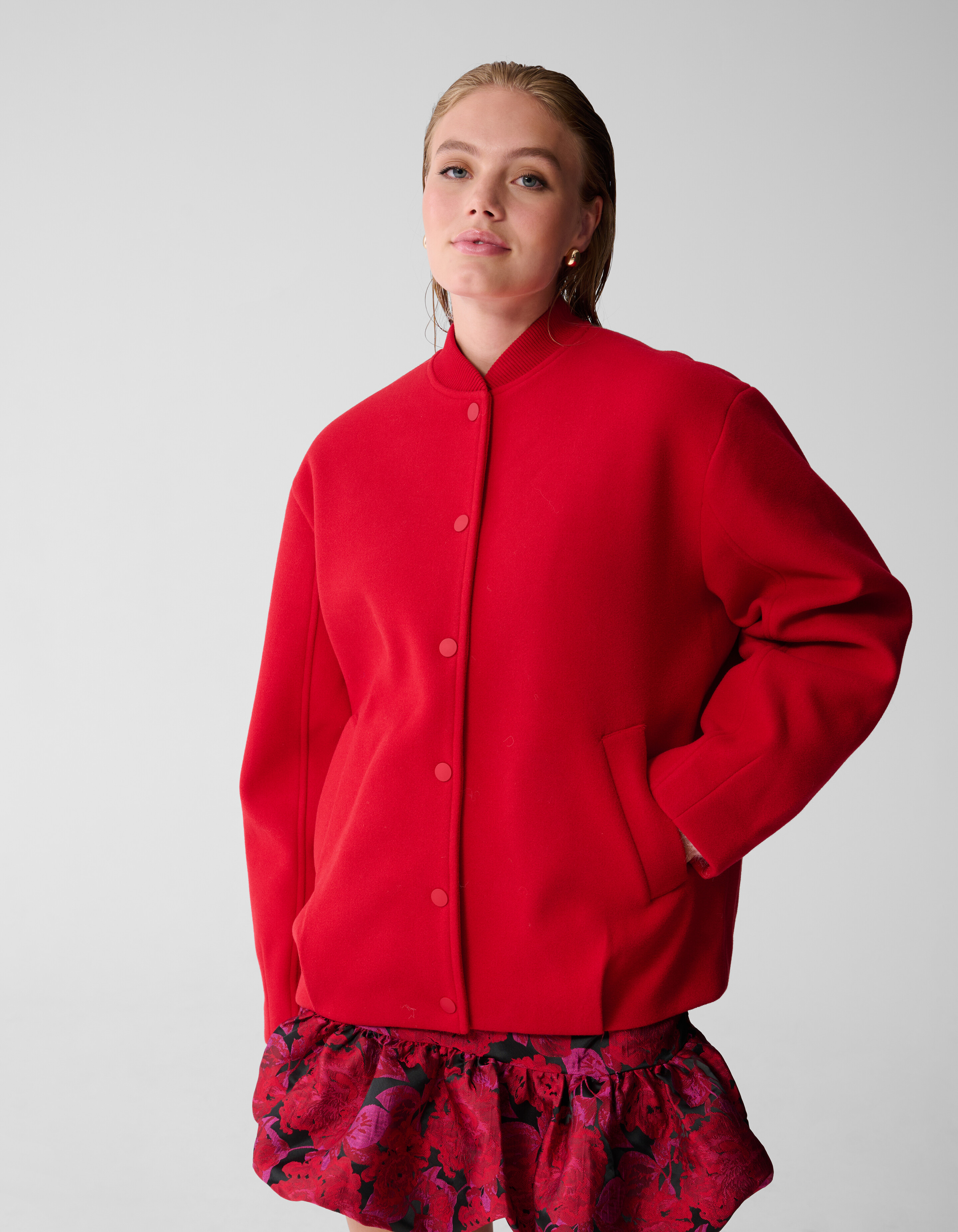 Sporty Oversized Bomber Rood SHOEBY WOMEN