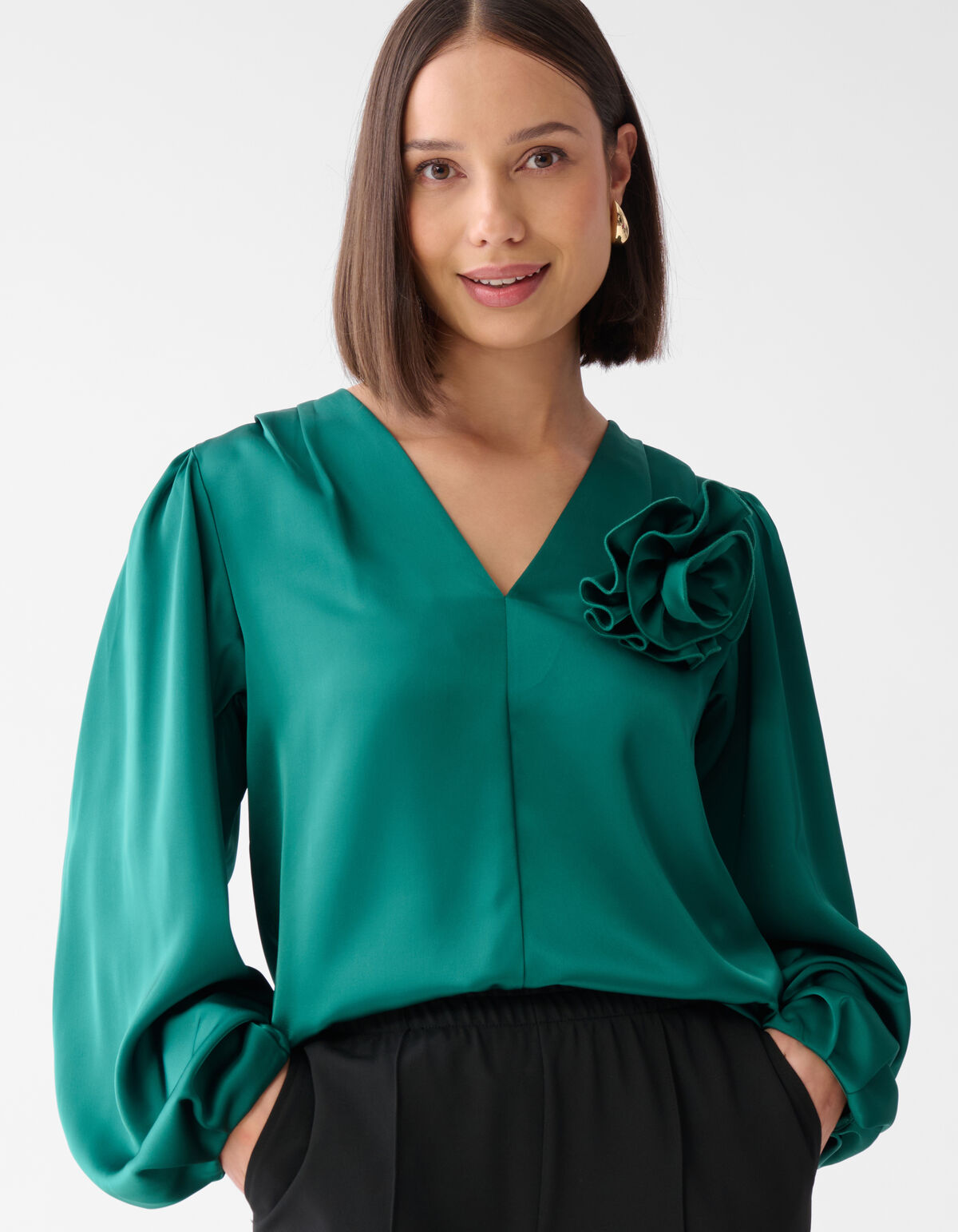 Roos Blouse Donkergroen SHOEBY WOMEN