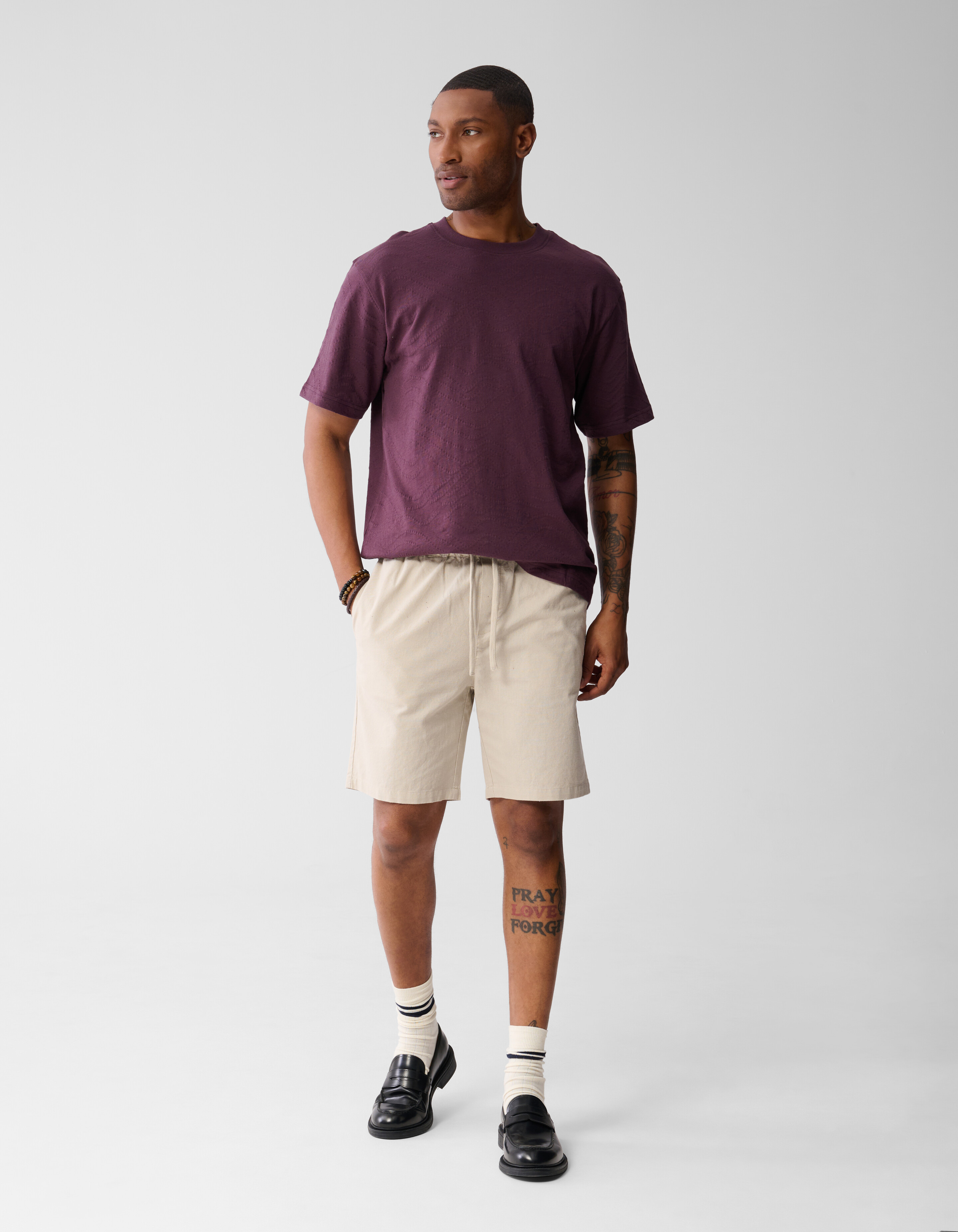 Jacquard T-shirt Donkerrood SHOEBY MEN