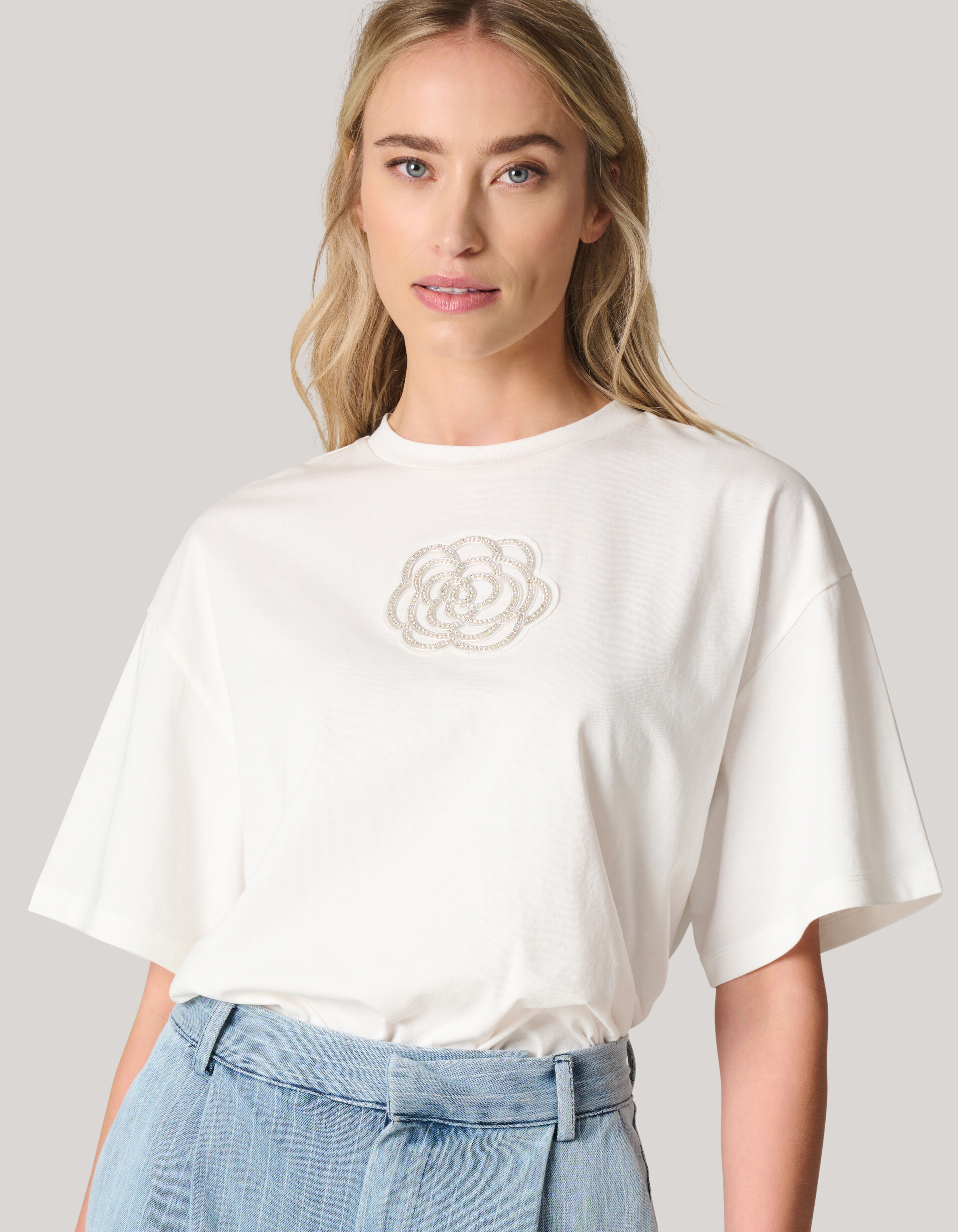 Artwork Strass T-shirt Wit SHOEBY WOMEN